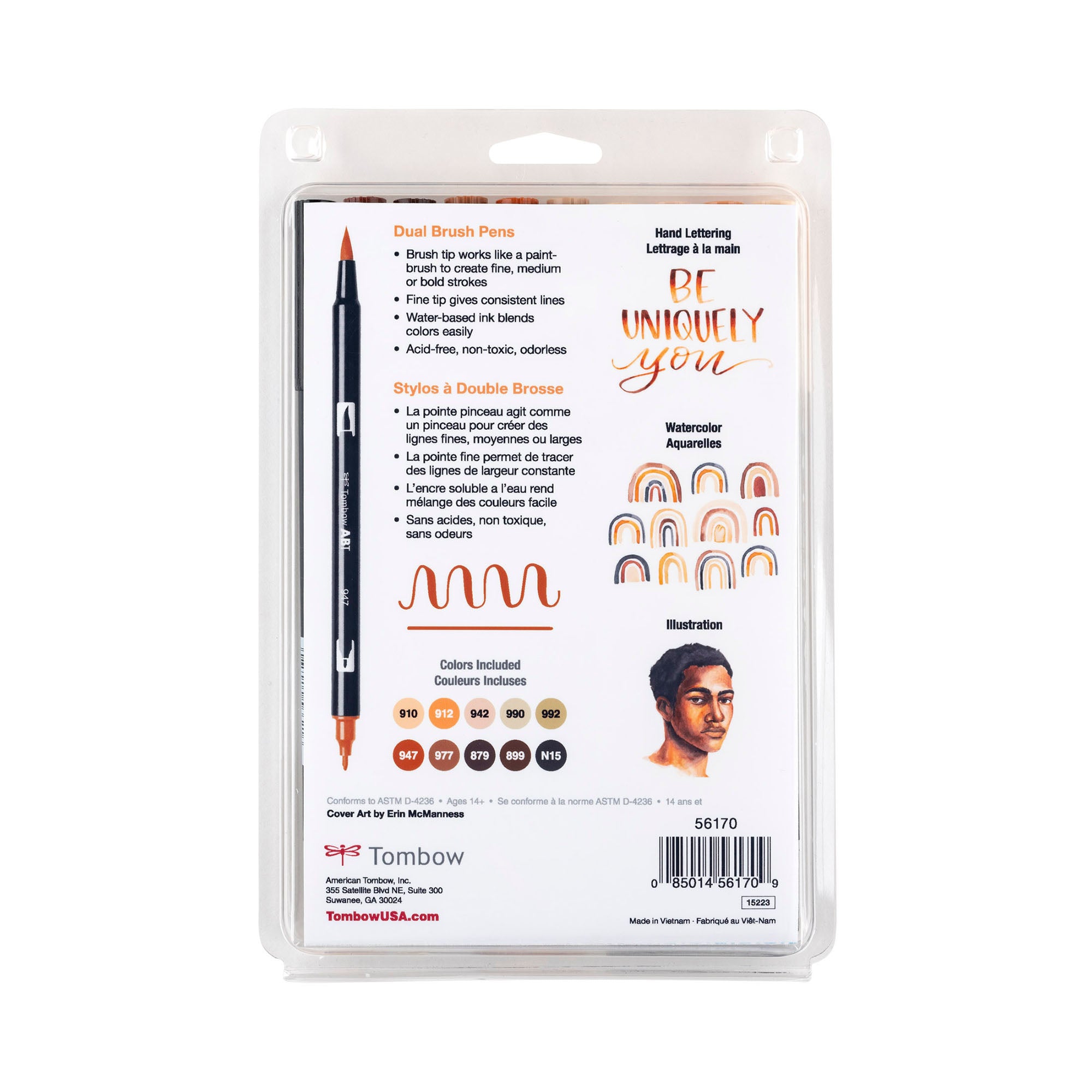 10 Pack Dual Brush Pens for Calligraphy, Drawing & Hand Lettering - Fine & Broad Tip Markers for Artists, Beginners & Professionals - Perfect for Sketching, Bullet Journaling & DIY Crafts