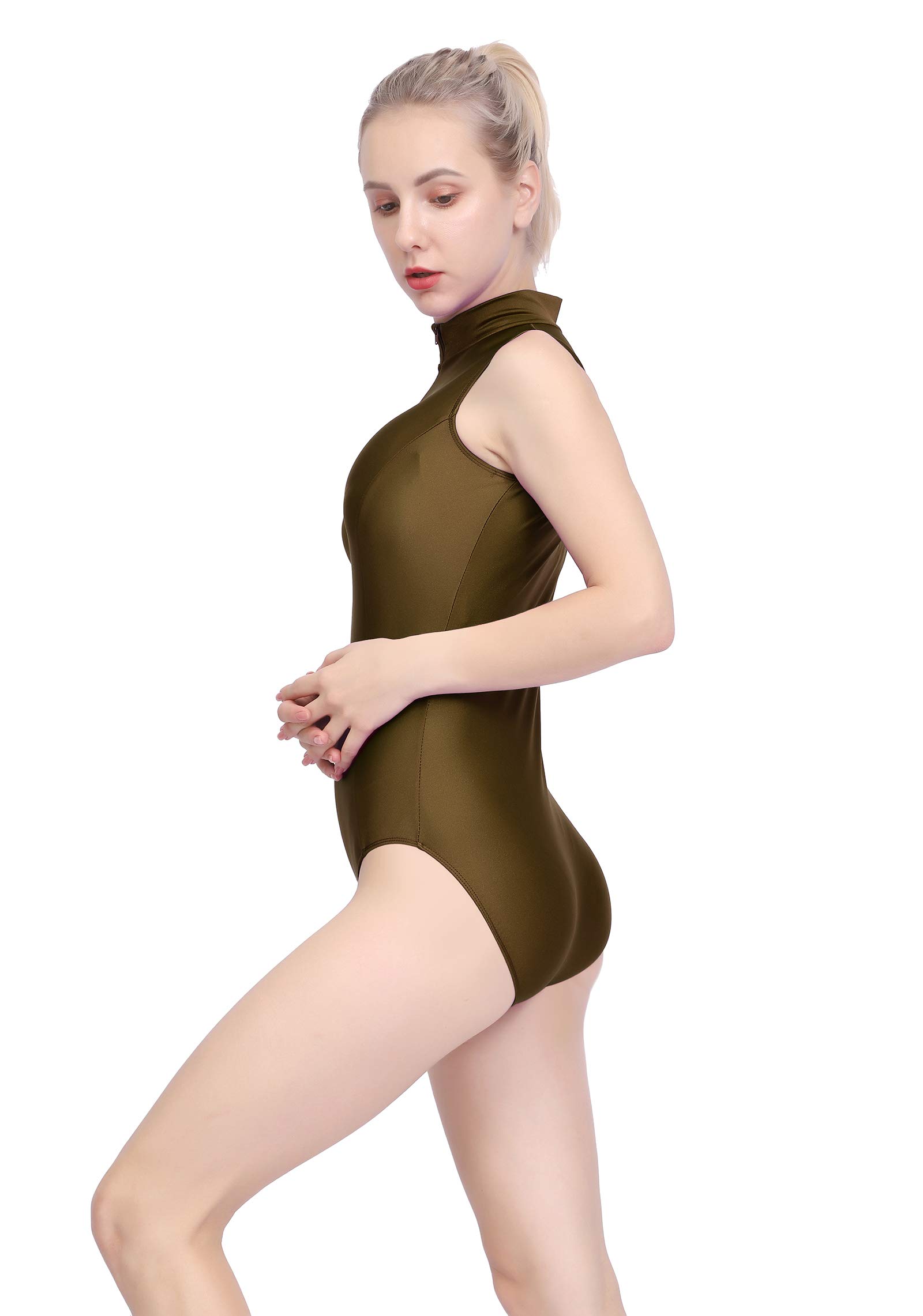 Women's Front Zipper High Neck Ballet Leotard - Stretch Gymnastics Bodysuit for Dance, Yoga & Performance - Perfect for Ballet Class, Recitals & Dance Practice