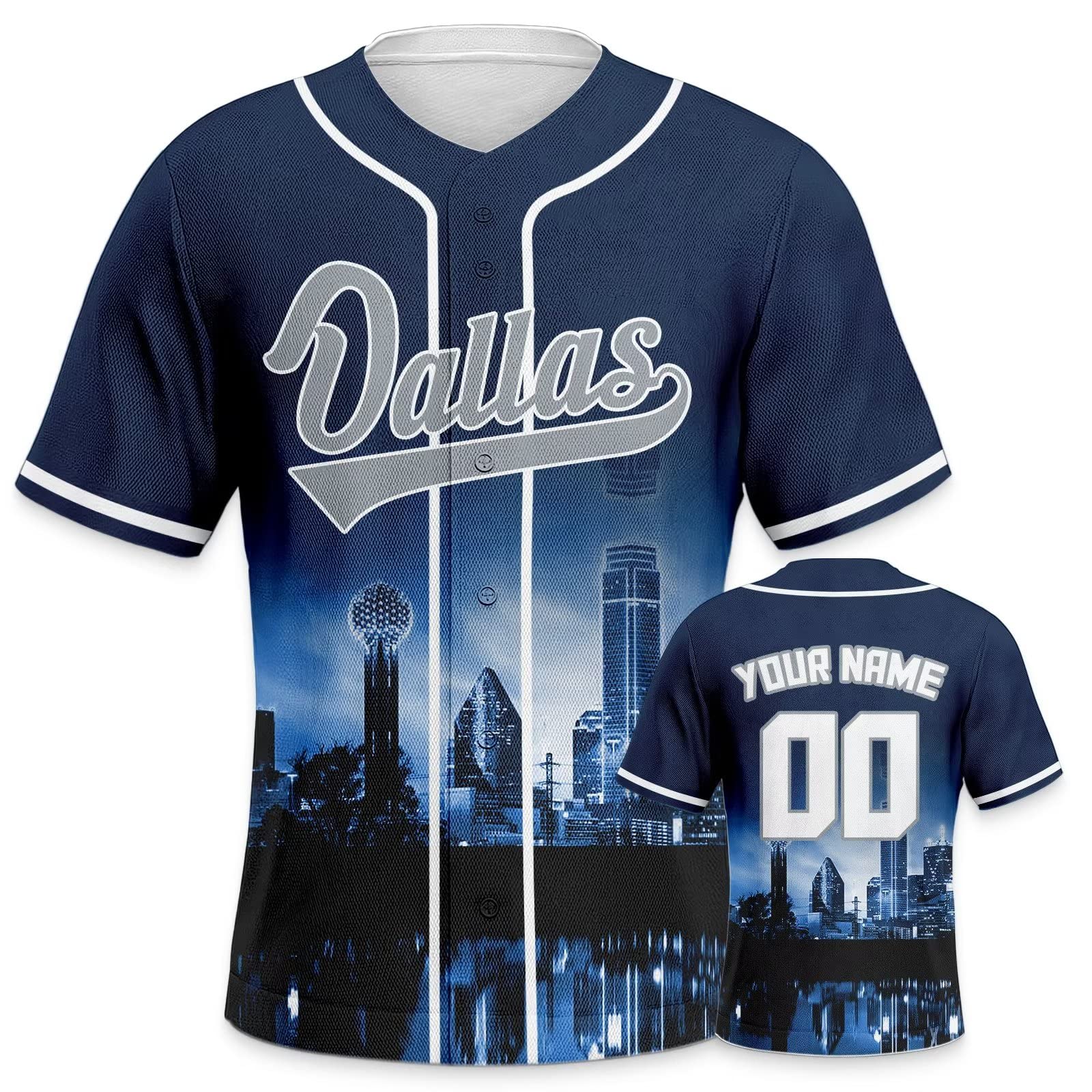 Custom Personalized Football City Skyline Baseball Jersey for Men, Women & Youth - Add Your Name & Number (Sizes S-5XL) | Perfect for Game Day, Fan Gifts & Sports Enthusiasts