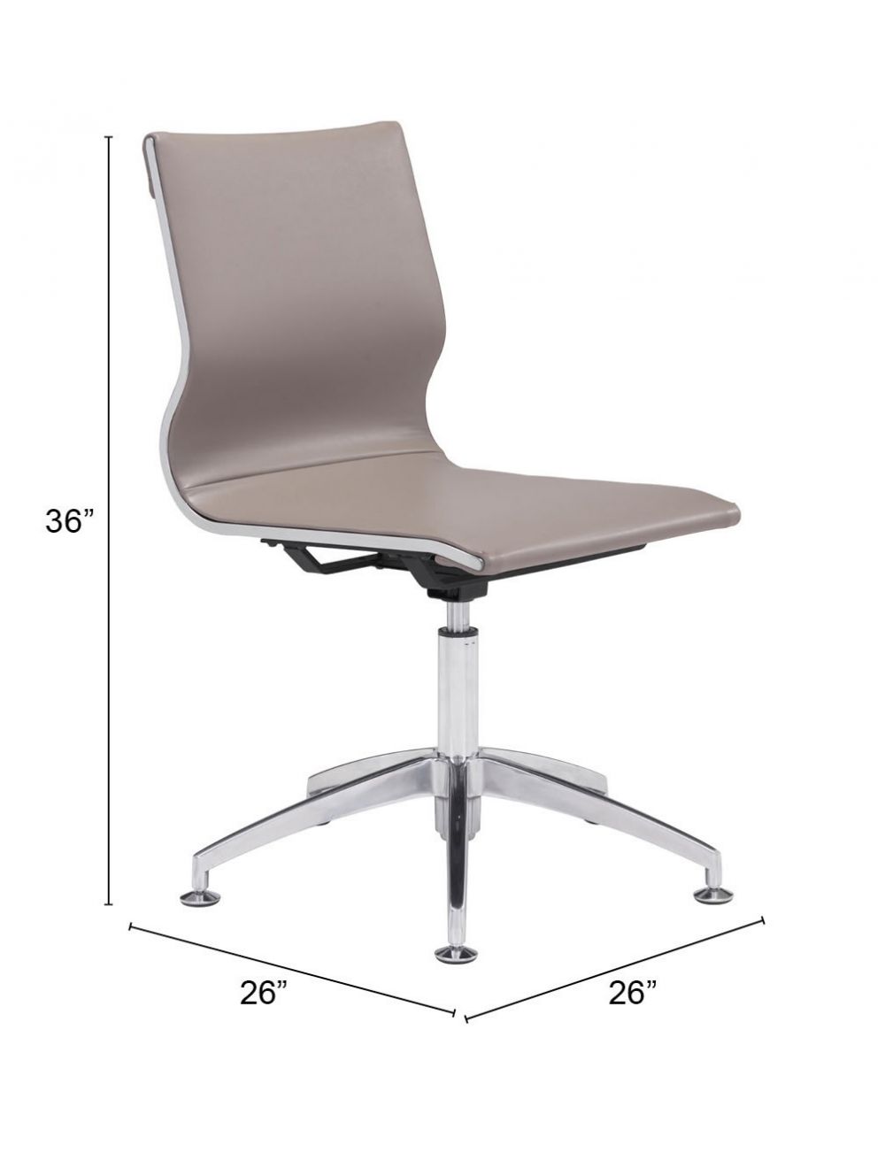 Zuo Modern Glider Conference Chair - Vinyl Taupe Swivel Office Chair for Comfortable Meetings & Home Office - Perfect for Conference Rooms, Executive Offices & Workstations