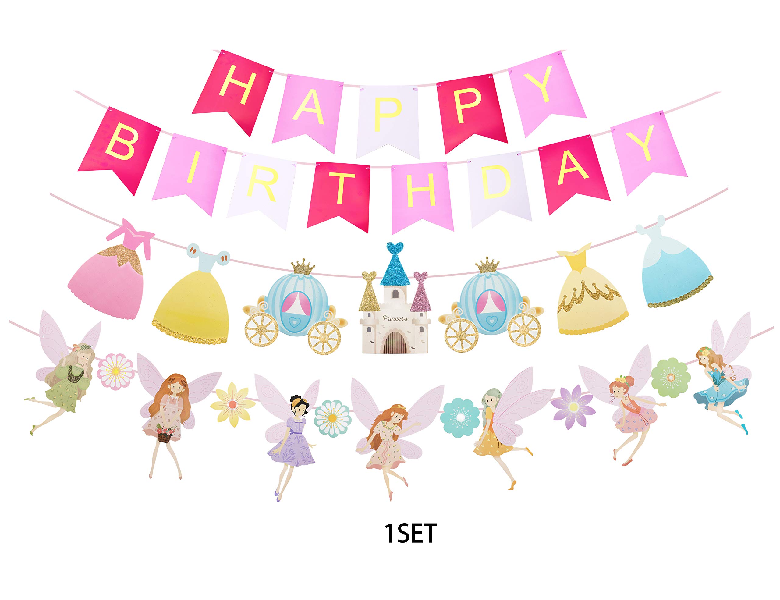 Fairy Birthday Banner - Floral Fairy Girls Birthday Party Decorations, Christmas Gifts & Garden Fairy Home Decor - Perfect for Fairy-Themed Parties, Baby Showers & Magical Celebrations