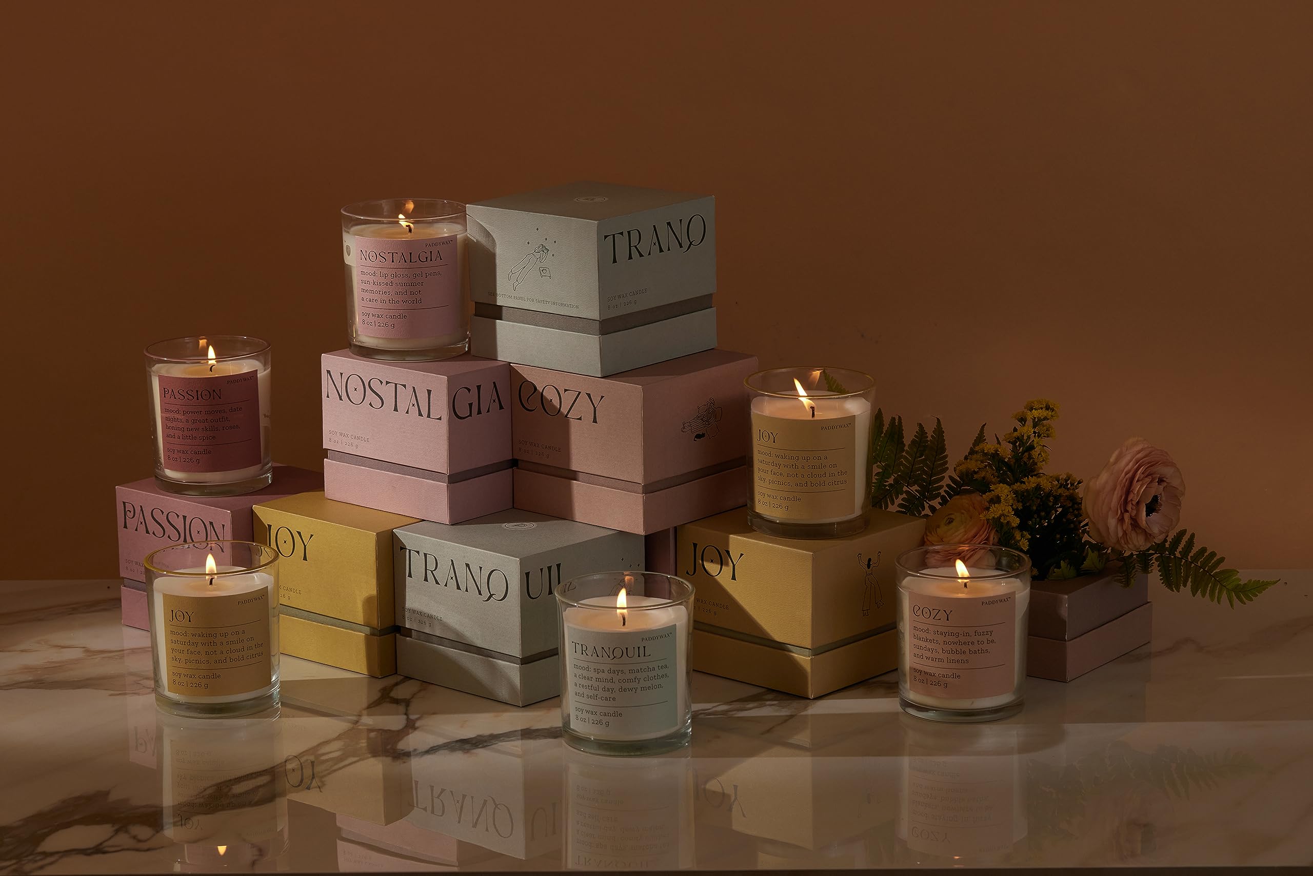Paddywax Scented Candles - Mood Collection Fragrant Soy Wax Candle in Glass Jar, 8 oz, Passion (Romantic Ambiance, Home Decor, Gift for Her) for Bedroom, Bathroom & Relaxation