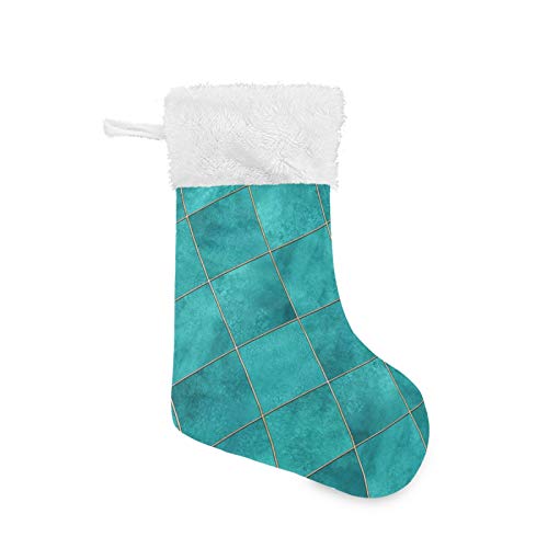 Teal Watercolor Geometric Plaid