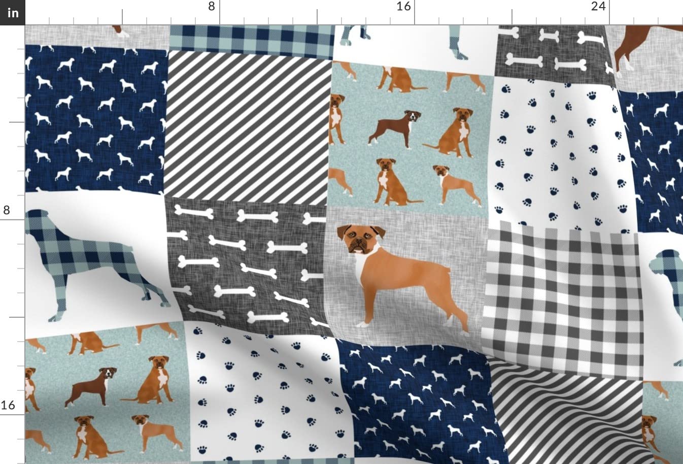 Premium Spoonflower Fabric - Custom Boxer Dog Breed Portrait Printed on Soft Minky Fabric by The Yard - Perfect for Pet Quilts, Nursery Decor, Baby Blankets & Quilt Backing - DIY Sewing Projects for Dog Lovers