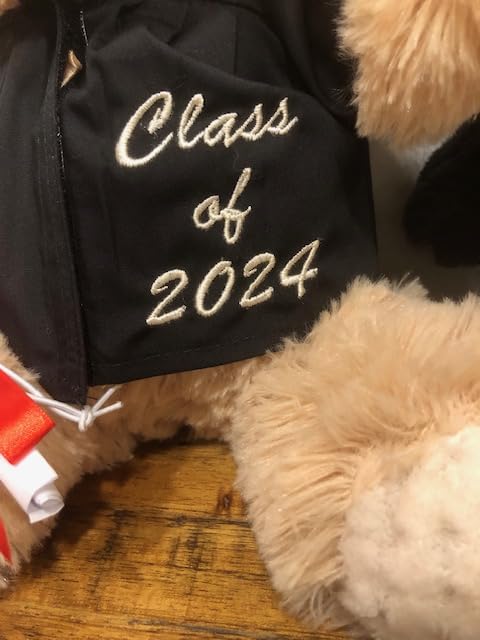 Personalized Graduation Bear Plush for Class of 2024 - Custom Monogram Embroidery Gift for Preschool & Kindergarten Graduation - Perfect Graduation Party Favors & School Keepsakes