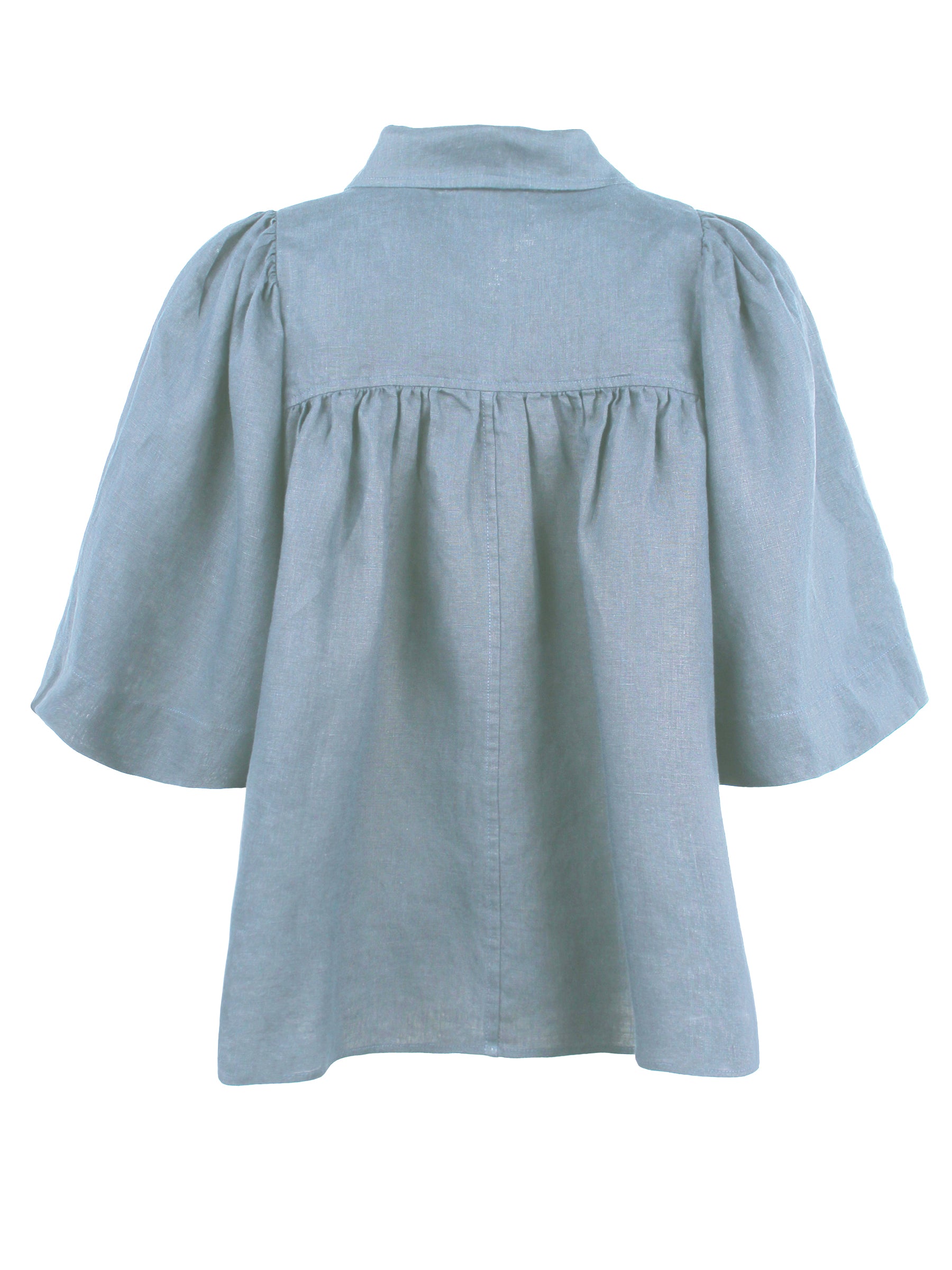 Collin Cape Shirt - Fresh Blue Washed Linen Blouse for Women | Casual Summer Tops for Beach, Office & Date Night Outfits