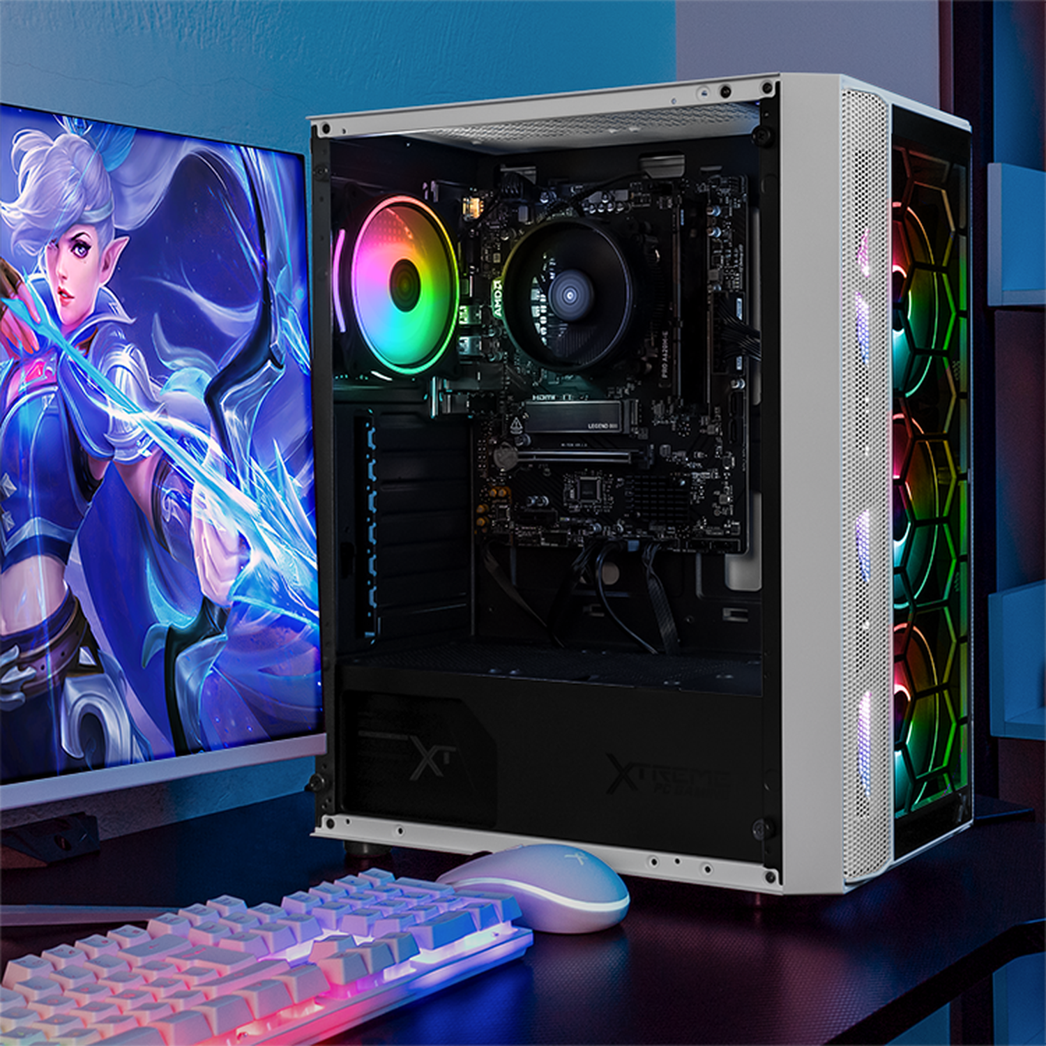XTREME Gaming PC Case - Kronos Media ATX Mid Tower with 600W PSU, 4 ARGB Fans & Tempered Glass - White | Perfect for High-Performance Gaming & Streaming Setups