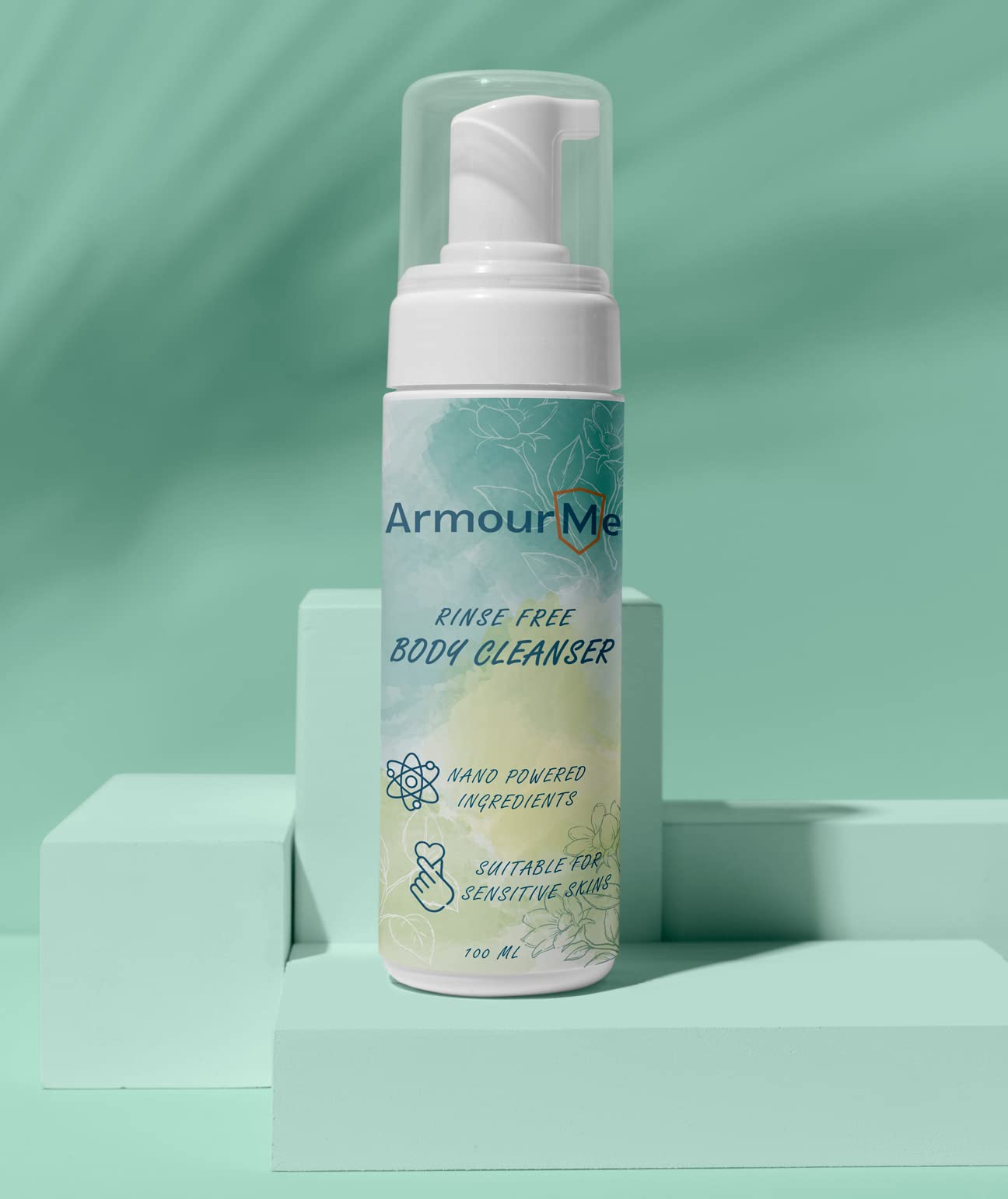 ArmourMe Waterless Body Wash - Moisturizing & Skin Protecting Cleansing Foam with Vitamin E & Aloe Vera Extract | Travel-Friendly No-Rinse Body Cleanser (200ml) | Perfect for Camping, Gym, Outdoor Activities & On-the-Go Hygiene