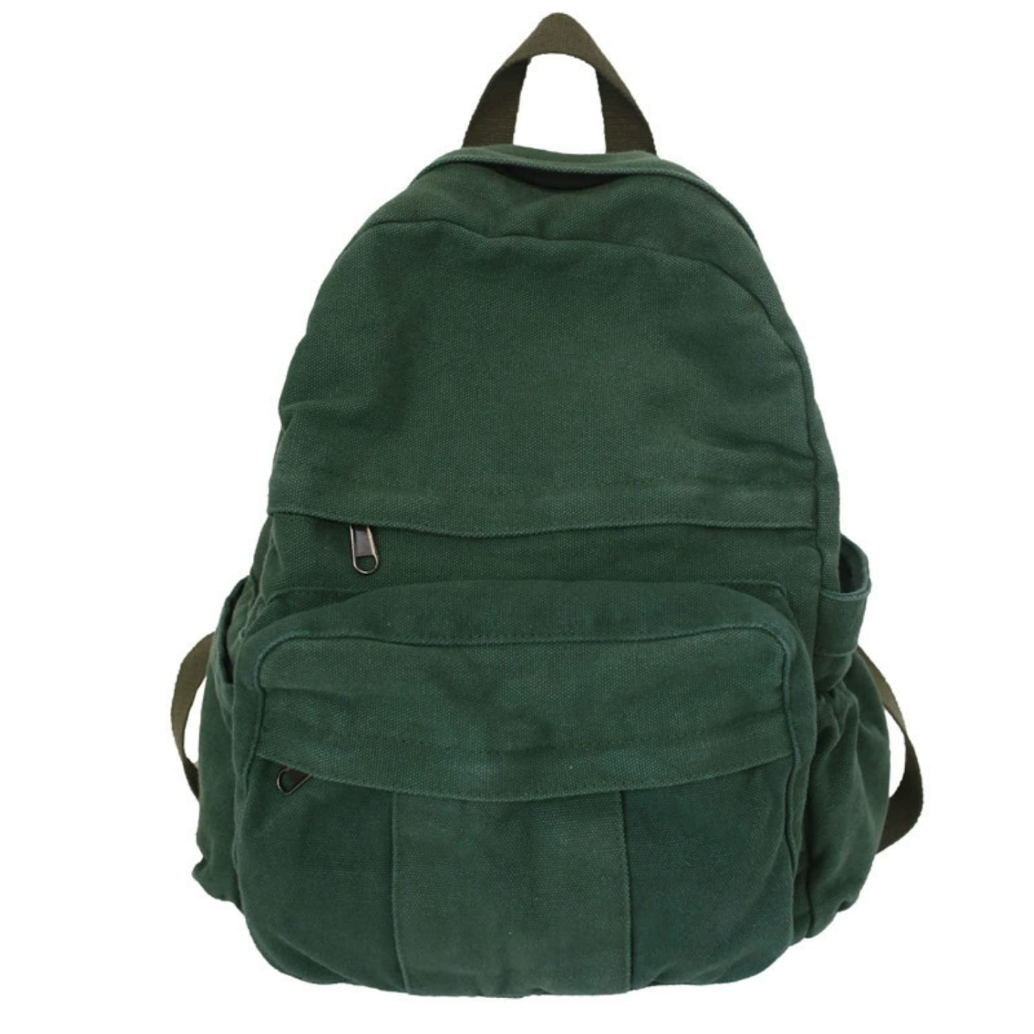 Stylish Vintage Canvas Backpack for Women & Men - Mini Aesthetic College Backpack, Laptop Daypack, Small Travel Rucksack (Green, One Size) - Perfect for School, Work, Travel & Everyday Use