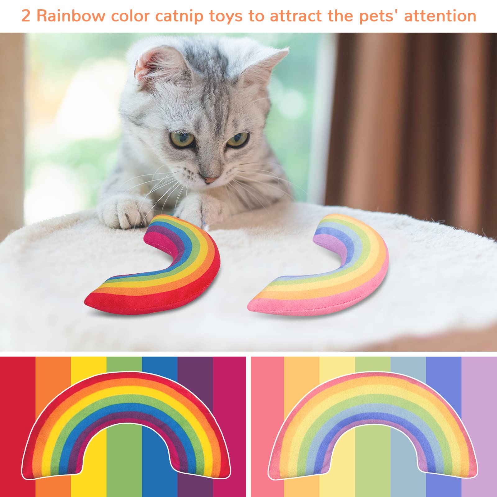 Premium Catnip Toys for Indoor Cats - 2 Pack Interactive Teething Chew & Pillow Toys with Natural Catnip - Stimulating Play for Kittens & Adult Cats (Perfect for Boredom Relief & Dental Health)