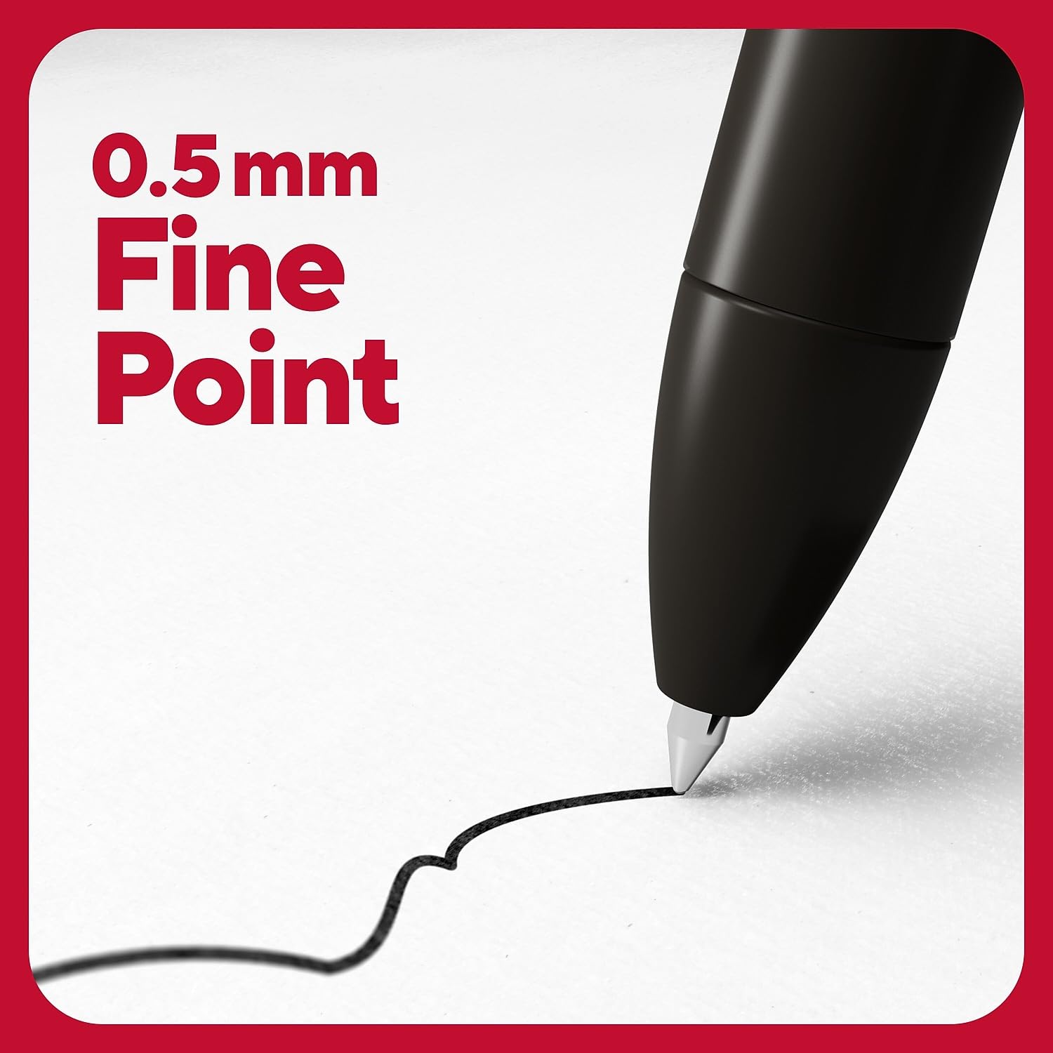 STAPLES TRU RED Retractable Quick Dry Gel Pens - Fine Point 0.5mm Black Ink - 5-Pack for Office, School & Note Taking - Smooth Writing & No Smudge