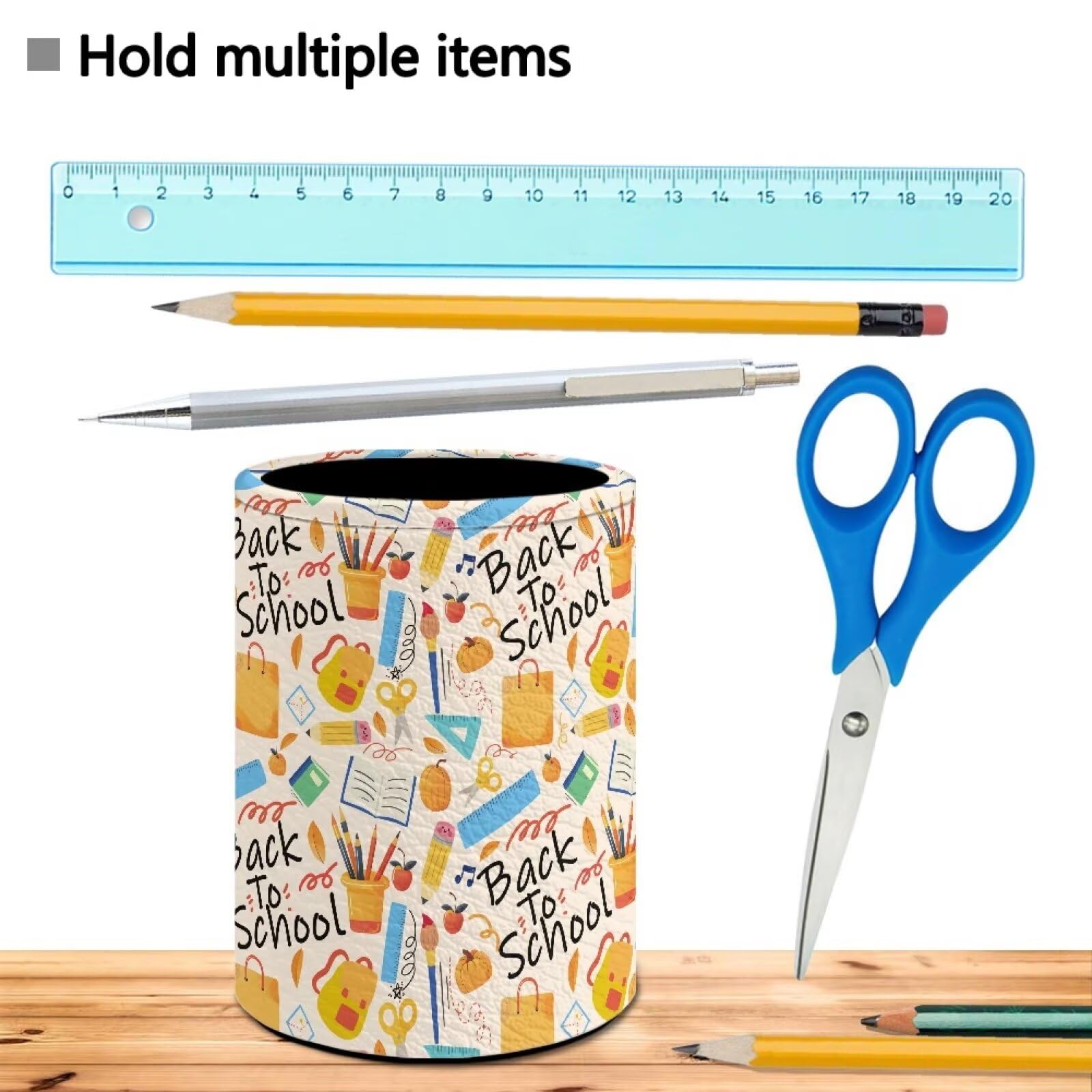 Cute PU Multifunctional Pen Holder & Pencil Organizer - Desk Decor, Makeup Brush Cup for Home, Office, Classroom & School Supplies | Perfect for Back to School, Study & Work Organization