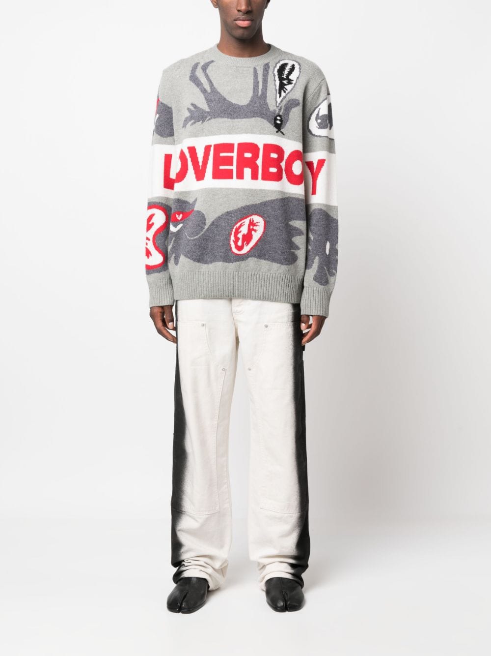 CHARLES JEFFREY LOVERBOY Grey PRE Sweater for Men - Trendy Oversized Knit Pullover for Casual Wear & Street Style Fashion
