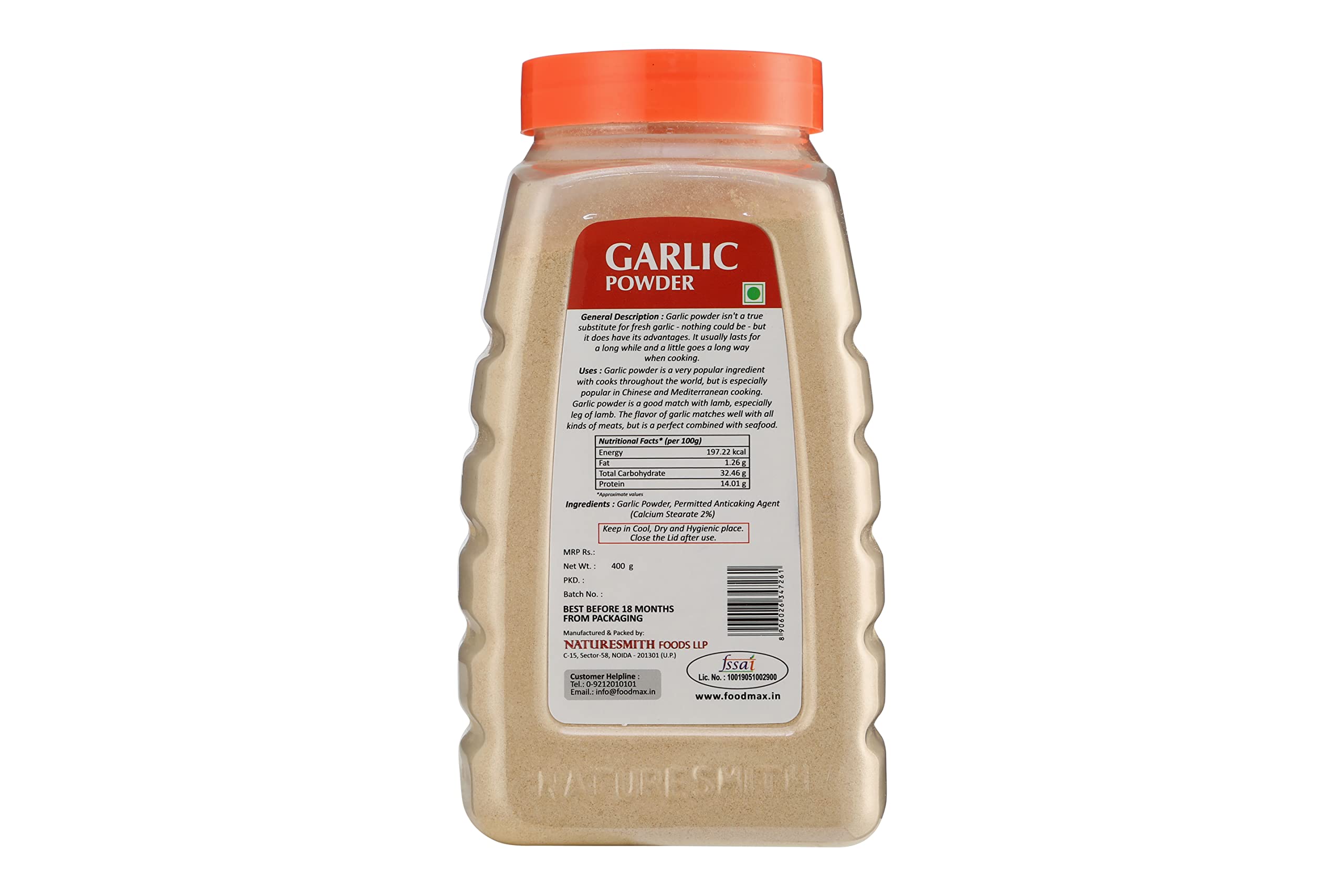 Organic Garlic Powder 400g - Premium All-Natural Spice for Cooking, Baking & Seasoning | Ready-to-Use Large Jar | Perfect for Pasta, Pizza, Soups & Homemade Seasoning Blends