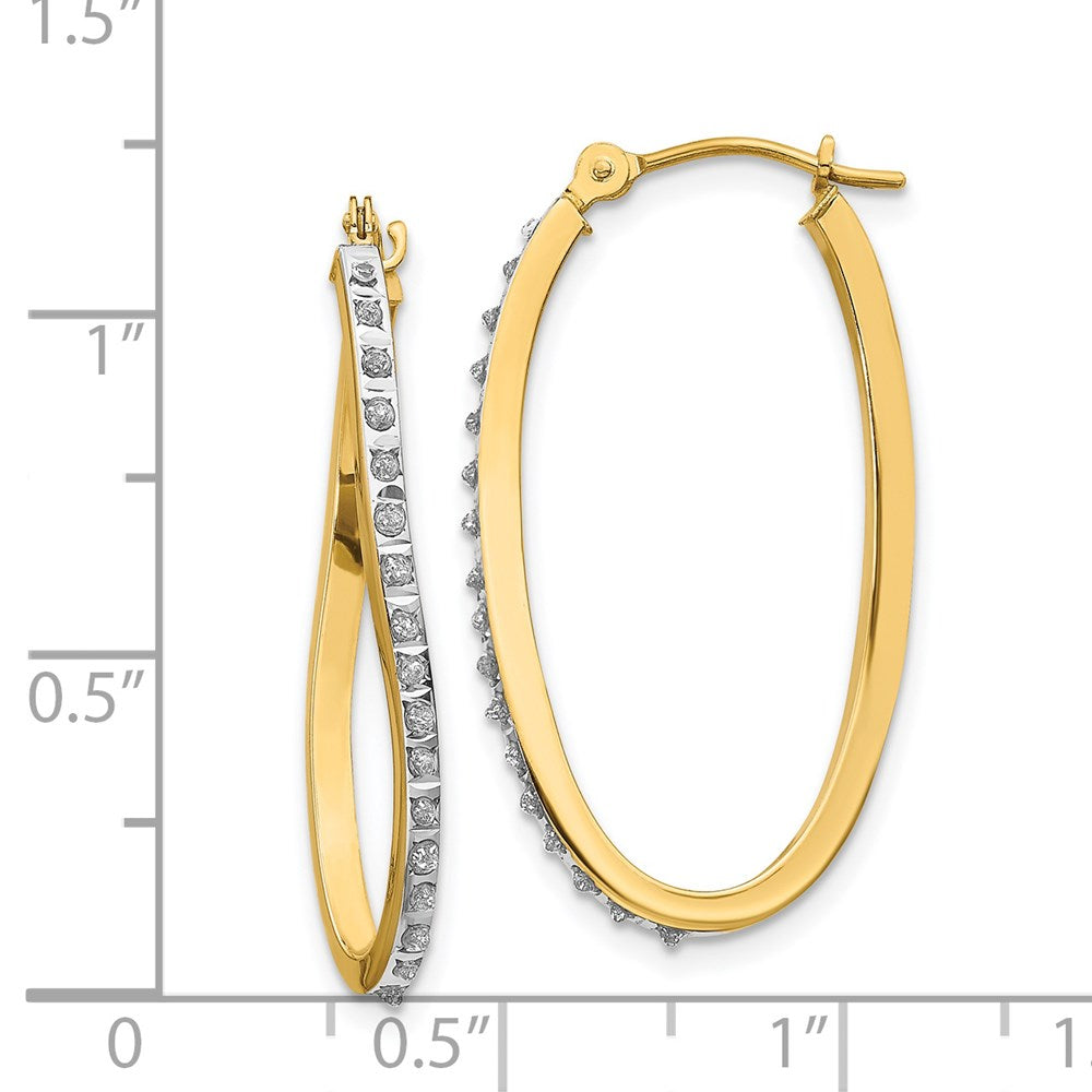 14K Gold Diamond Twist Hinged Hoop Earrings - Elegant Dangle Earrings for Women | Perfect for Parties, Weddings & Everyday Wear (Model DF225)