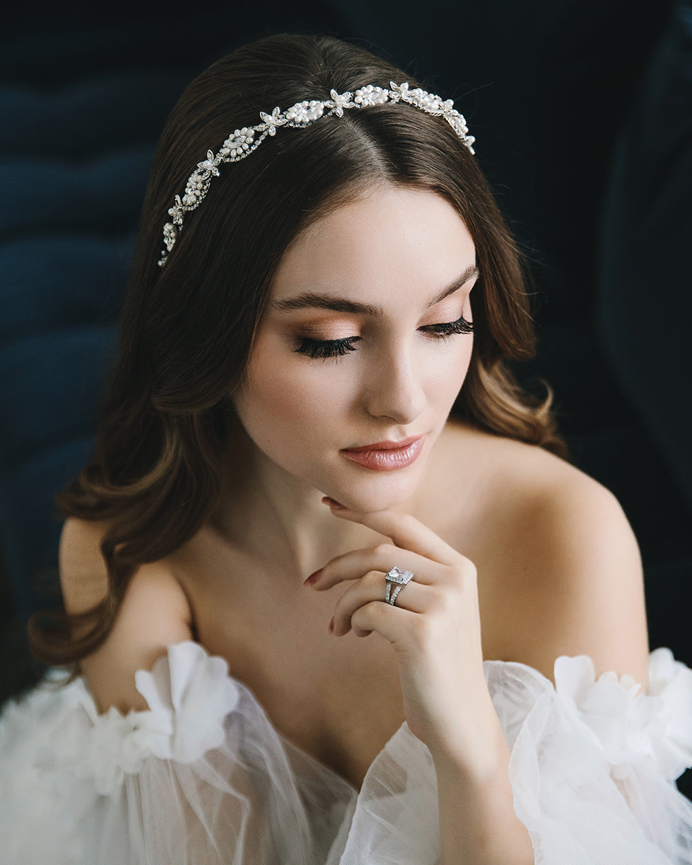 Davina Pearl Headband for Women - Elegant Crystal Rhinestone Hair Accessories for Weddings, Parties & Special Occasions