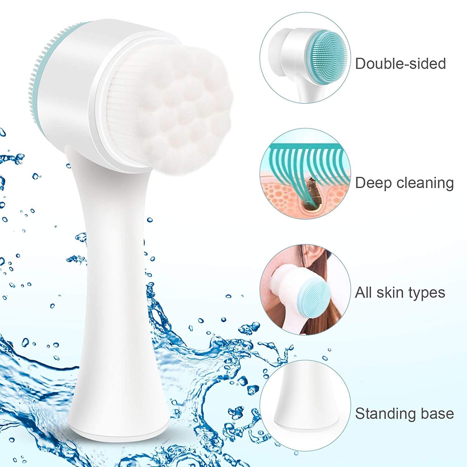 TCCO ENTERPRISE 2-in-1 Manual Facial Cleansing Brush | Silicone Face Scrubber & Massager for Deep Pore Cleansing & Exfoliation | Perfect for Daily Skincare Routine & Spa-Like Facial at Home