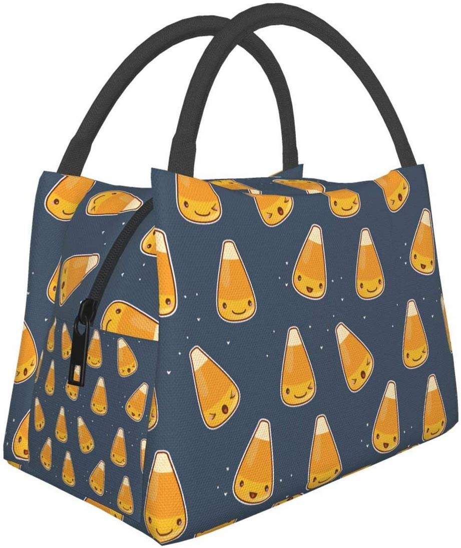 Portable Insulated Lunch Bag - Waterproof Thermal Tote for Office, School & Outdoor Activities | Corn Candy Halloween Design | Perfect for Hiking, Beach Picnics, Fishing & Daily Commute