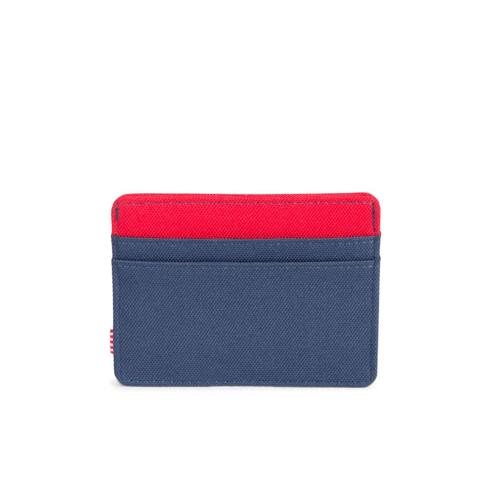 Herschel Charlie Wallet for Men & Women - Slim RFID Blocking Bifold Wallet in Navy/Red - Perfect for Travel, Work & Everyday Use