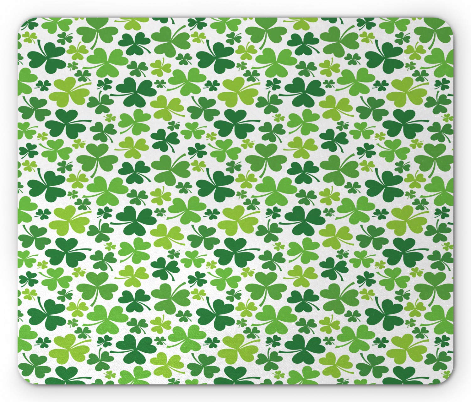 Ambesonne Clover Mouse Pad - St. Patrick's Day Themed Non-Slip Rubber Mousepad with Continuous Shamrock Pattern, Standard Size in Green & Lime Colors - Perfect for Office, Gaming & Home Computer Use