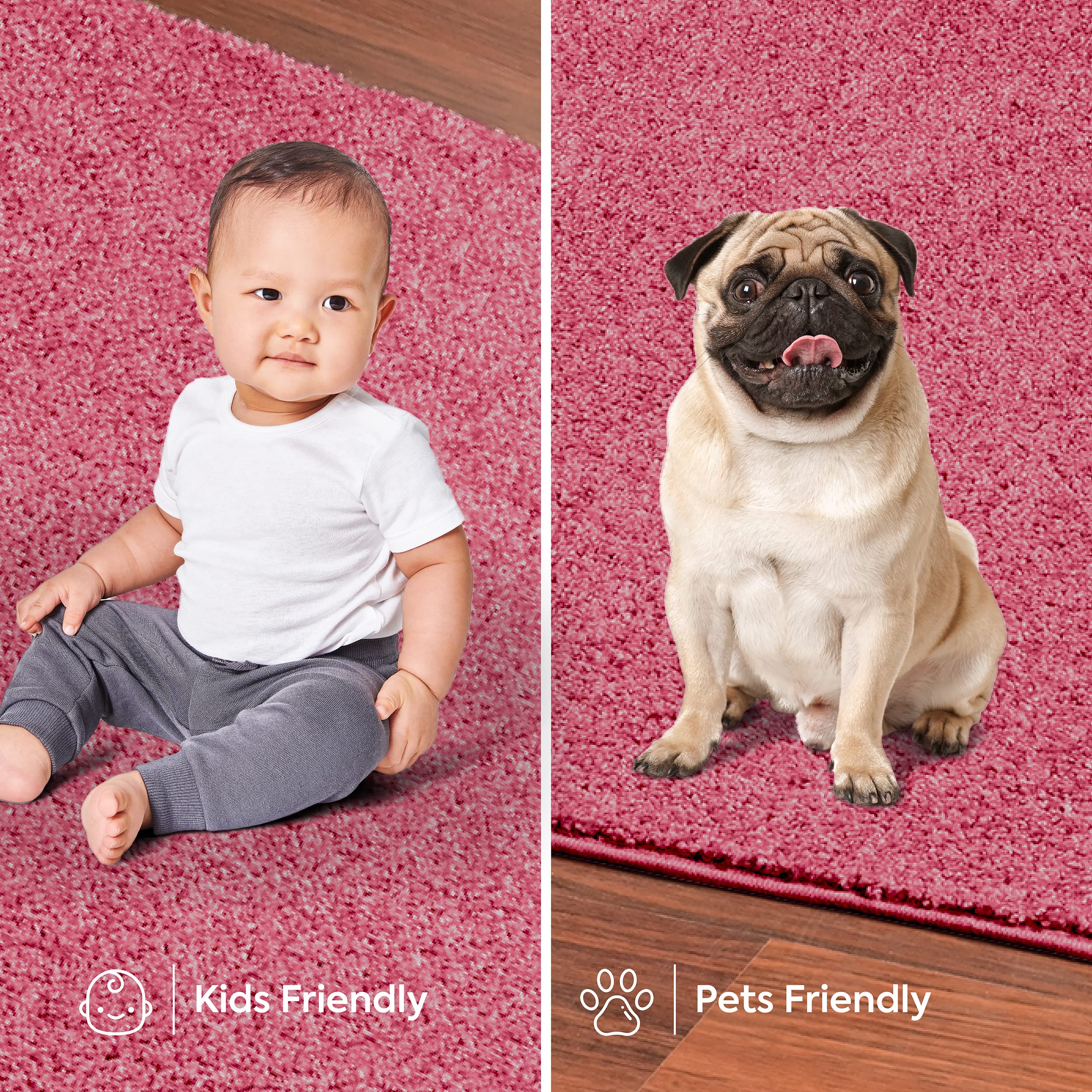 Galaxy Way Pet Friendly Area Rugs Pink - 6' Round Indoor Rug, Stain & Fade Resistant, Non-Slip Backing, Soft & Durable - Perfect for Living Room, Bedroom, Dining Room, Entryway, Nursery, Wedding Decor - Made in USA | Great for Homes with Pets & Kids