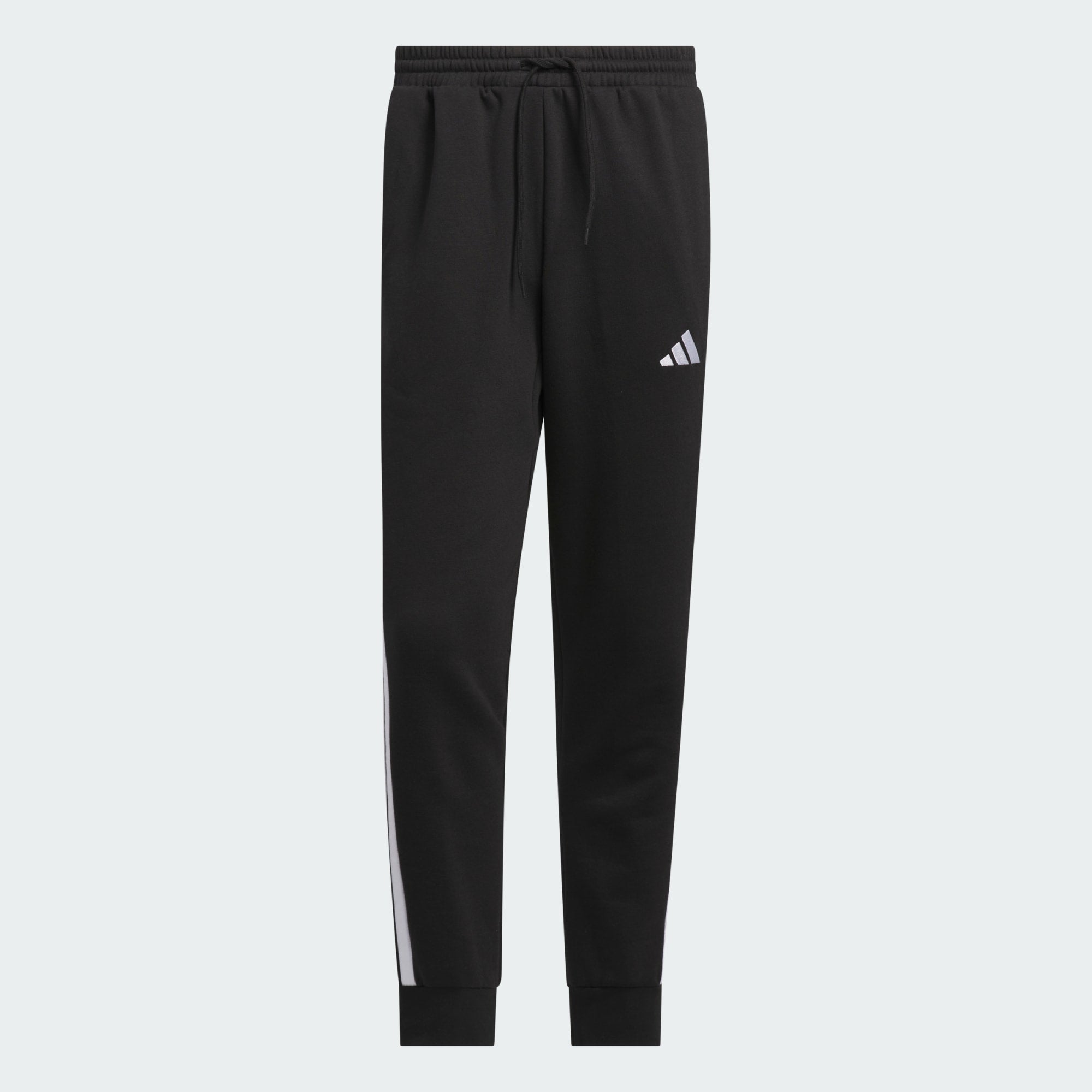 Adidas Men's 3 Stripes Fleece Black Track Pants - Comfortable Athletic Joggers for Running, Gym & Casual Wear