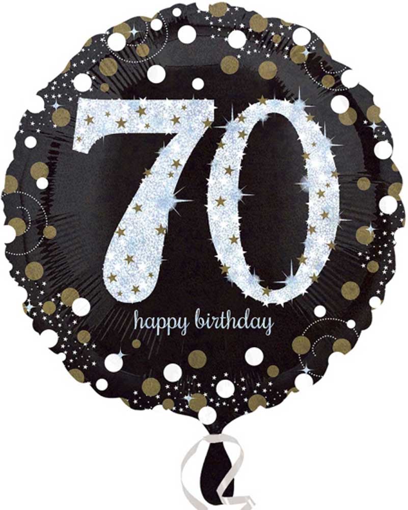 70th Birthday Sparkling Holographic Foil Balloon - Standard Size for Party Decorations, Anniversary Celebrations & Special Events
