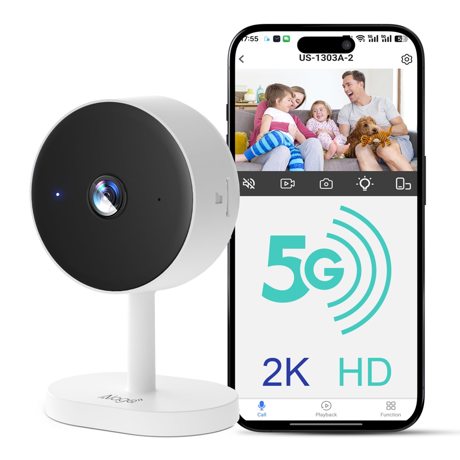 2K Indoor Security Camera with AI Motion Detection & Night Vision - Baby & Pet Monitor for Home Security