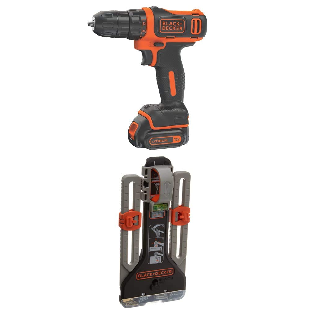 BLACK+DECKER 12V MAX Cordless Drill/Driver with MarkIT Picture Hanging Tool Kit (BDCDD12C & BDMKIT101C) - Perfect for Home DIY Projects, Furniture Assembly, and Wall Mounting