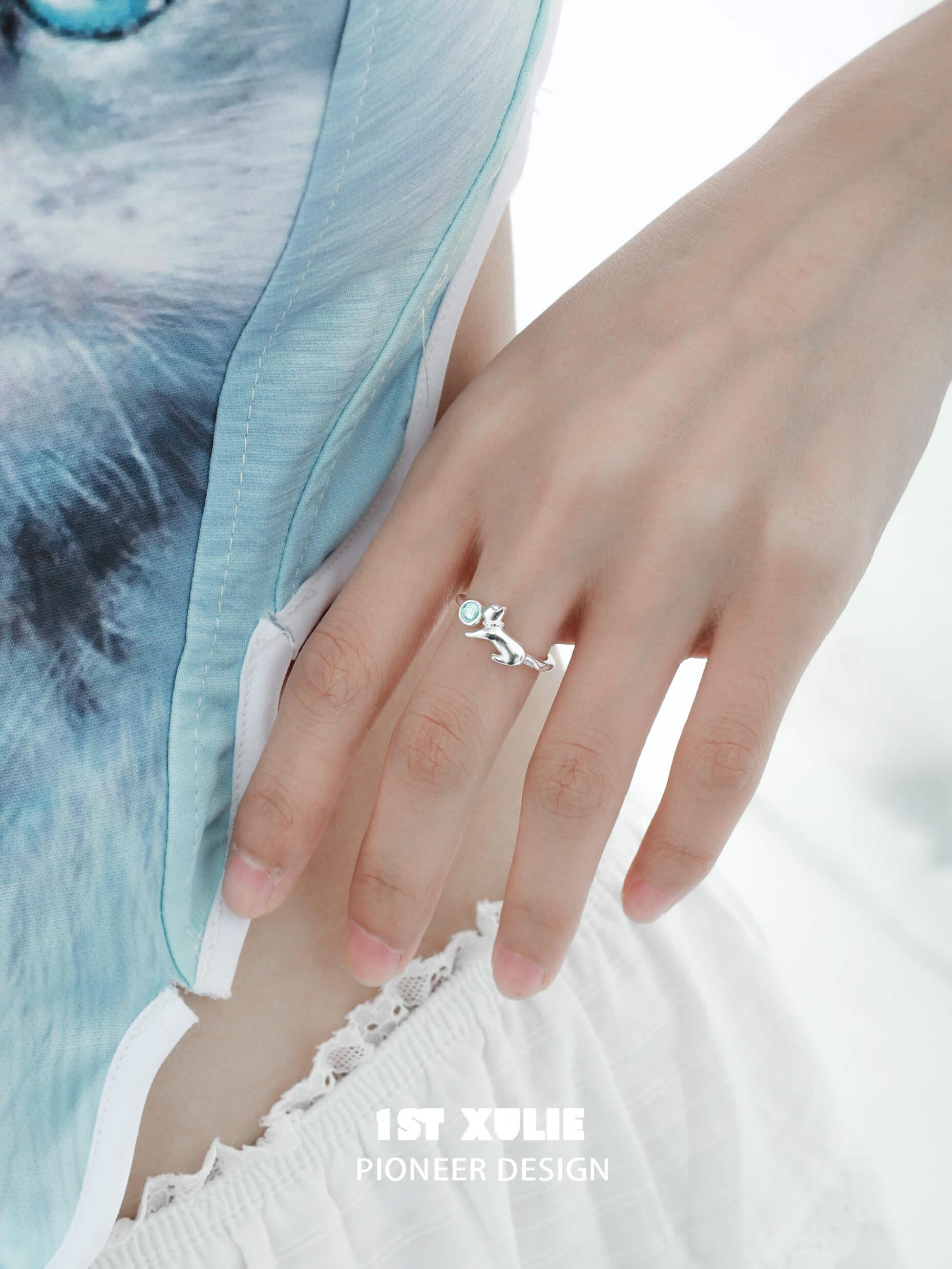 Lucky Cat S925 Sterling Silver Crystal Rings for Women - Elegant & Sparkling Jewelry Gift for Birthday, Anniversary, Valentine's Day
