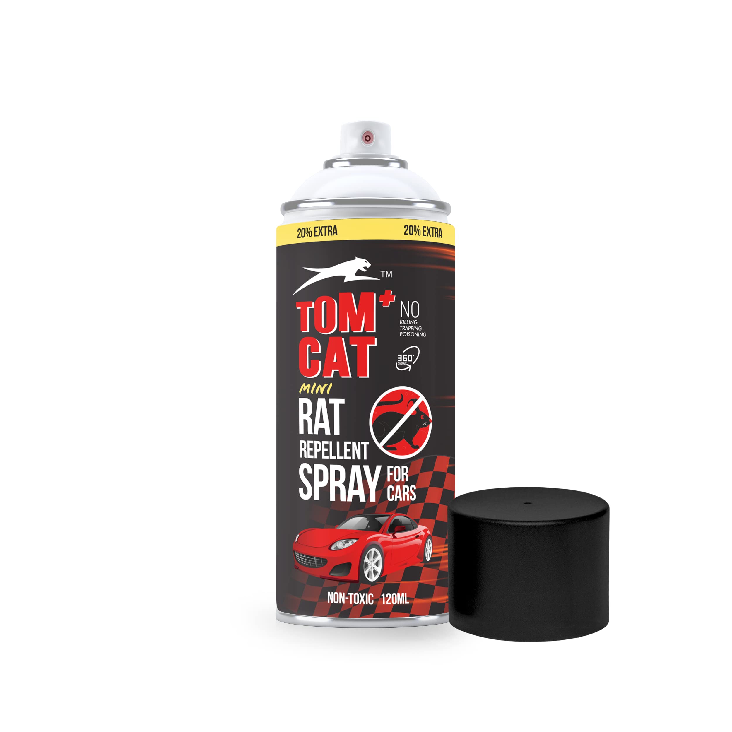 Tom Cat No Entry Rat Repellent Spray - 100ml | Non-Toxic Rodent Repellent for Cars, Trucks, Buses & Motorcycles | Protects Wires & Engine from Rats | Safe & Effective Pest Control Solution | Ideal for Garage, Parking & Outdoor Vehicle Protection | Pack of 1 (6X Formula)