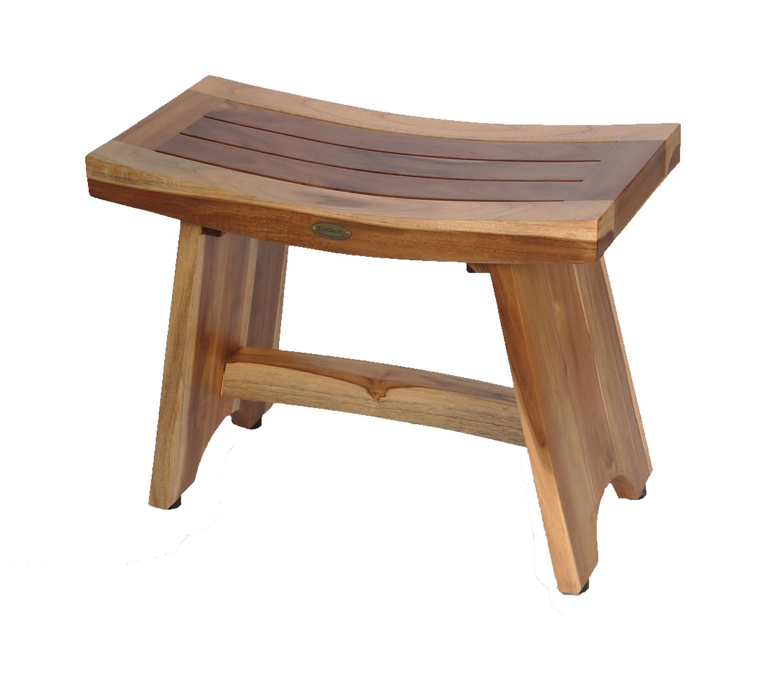 EcoDecors 24 Inch Waterproof Teak Wood Shower Bench Stool - Non-Slip Bath Seat with Storage Shelf for Elderly & Disabled Safety - Natural Wood Bathroom Organizer for Shampoo, Soap & Accessories - Perfect for Spa, Sauna & Home Shower Use