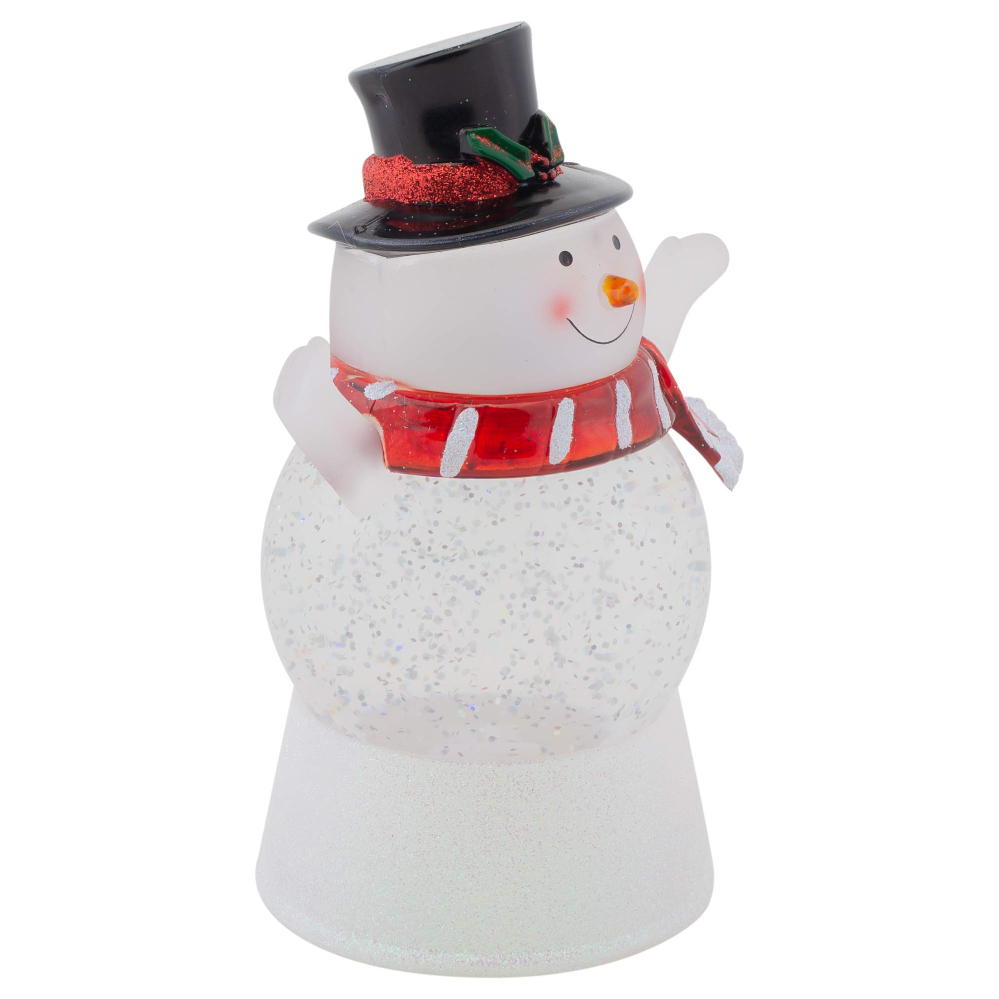 Elanze Designs Happy Snowman LED Light-Up Glitter Swirl 100mm Polyresin Christmas Water Globe - Whimsical Tabletop Decoration for Dresser, Nightstand, or Holiday Display
