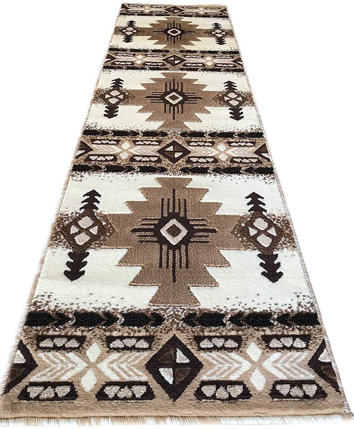 Authentic Southwest Native American Ivory Area Rug - 2' x 7' Runner - Handwoven Tribal Design for Hallway, Living Room & Bedroom Decor