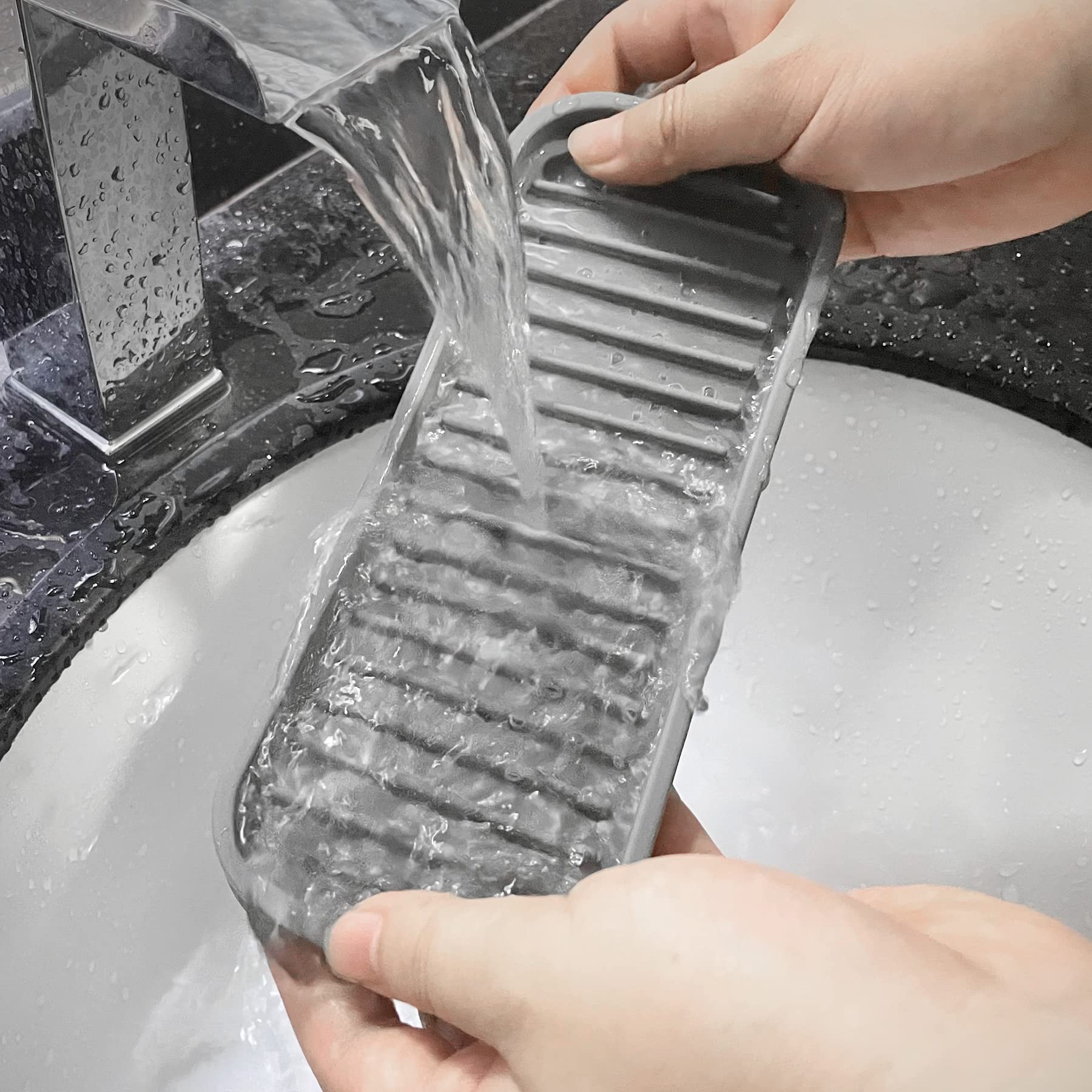 **Mofason Silicone Sponge Holder & Soap Tray - 2 Pack Gray Sink Organizer for Kitchen Cleaning | Durable, Non-Slip Sponge Rack for Sink Accessories (Perfect for Dish Soap & Scrub Storage)**