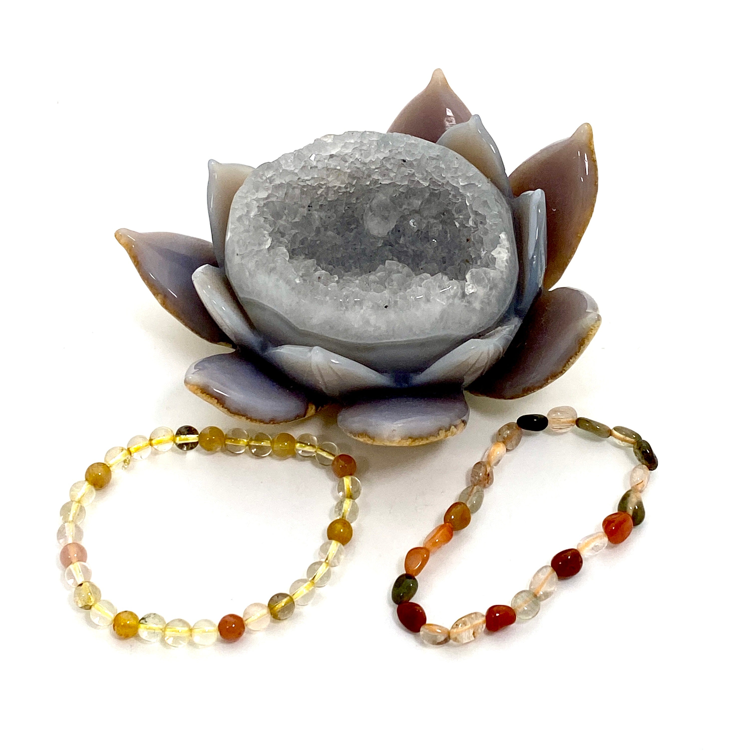 Natural Rutilated Quartz Beaded Bracelet for Women - Mix Color Gemstone Healing Jewelry for Energy, Protection & Positive Vibes - Perfect for Meditation, Yoga & Spiritual Gifts