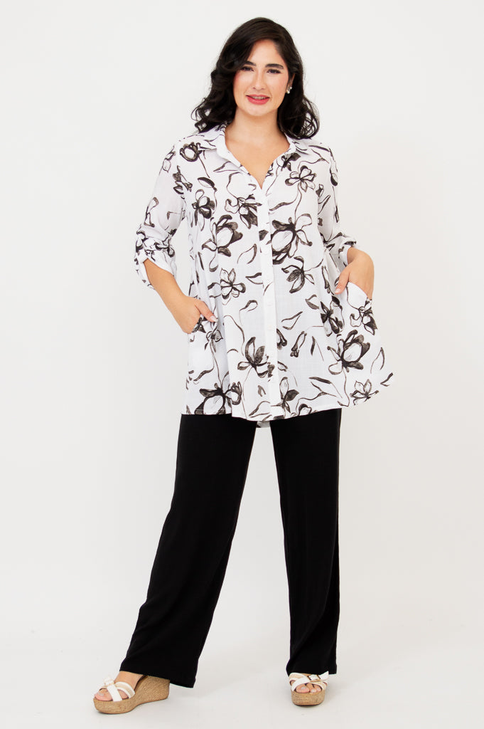 Celine Blouse for Women - Soft Linen Bamboo Fabric - Elegant & Comfortable Top for Work, Date Night & Summer Outfits