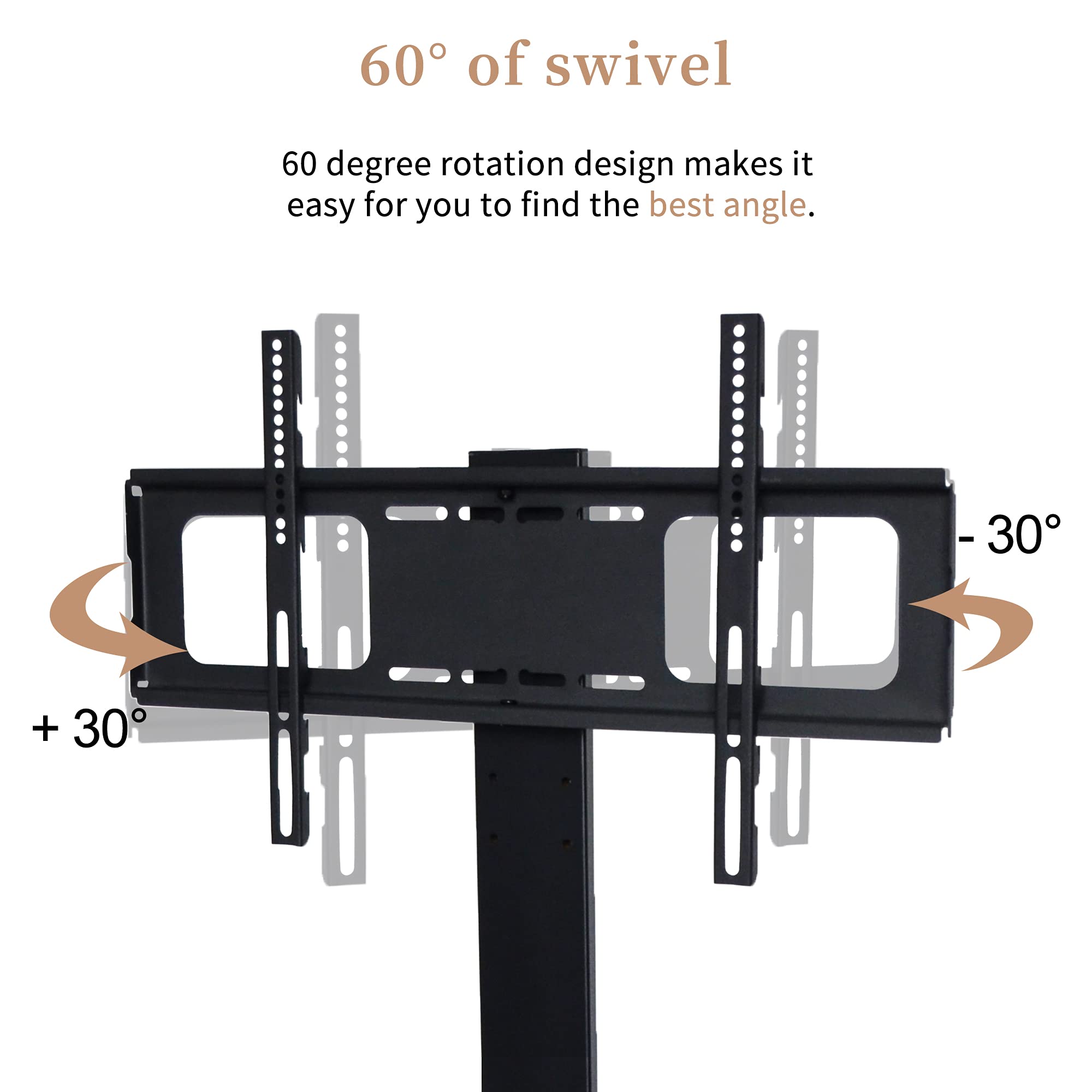 Black Wooden TV Stand with Tempered Glass - Adjustable Height, Universal Swivel Design for Flat Screen TVs - Perfect for Living Room, Bedroom & Home Theater Entertainment Centers