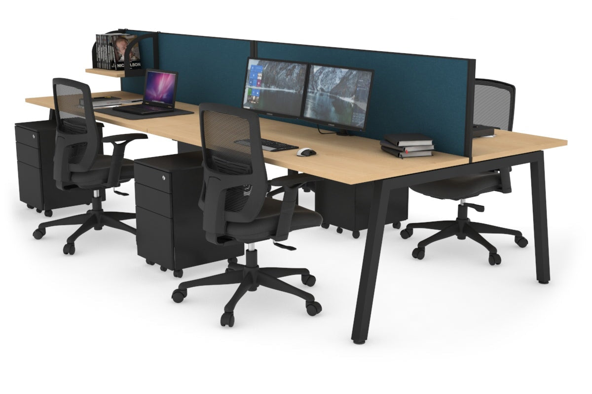 Quadro 4-Person Office Workstation Desk - 1200L x 700W Dimensions - Perfect for Team Collaboration, Open Office Spaces & Coworking Environments