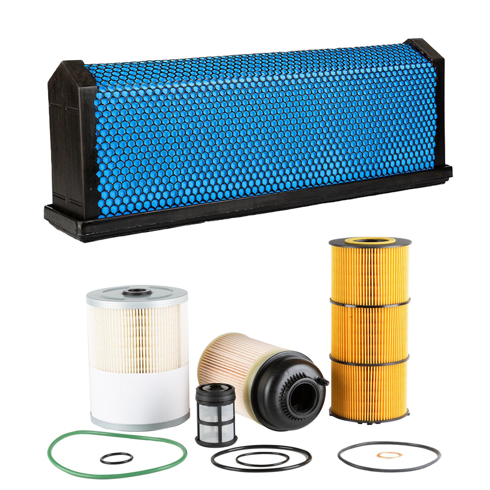 Freightliner Cascadia DD13 DD15 DD16 Engine Oil Filter, Air Filter, Fuel Water Separator & Fuel Filter Element Kit - Compatible with AF27879, PF9924, FS19915, P551005 - Heavy Duty Truck Maintenance & Replacement Parts for Long Haul Performance