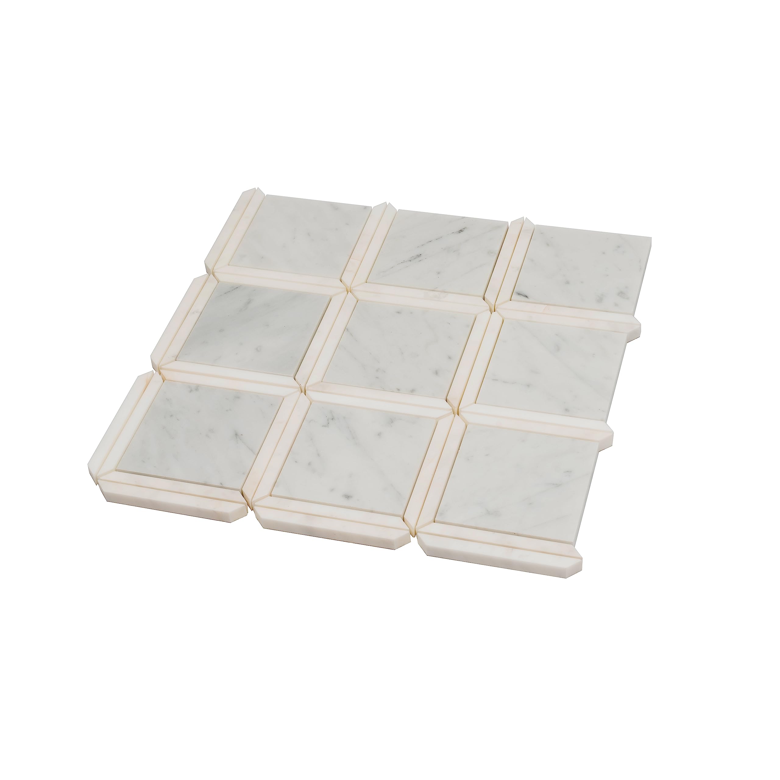 White & Grey Square Marble Mosaic Tile - 12