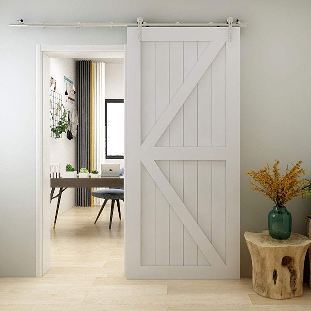 TSMST 4FT Sliding Barn Door Hardware Kit - Heavy Duty Stainless Steel Track for Single Wood Doors | Smooth & Quiet I-Style Design | Perfect for Bedrooms, Closets & Farmhouse Style Homes