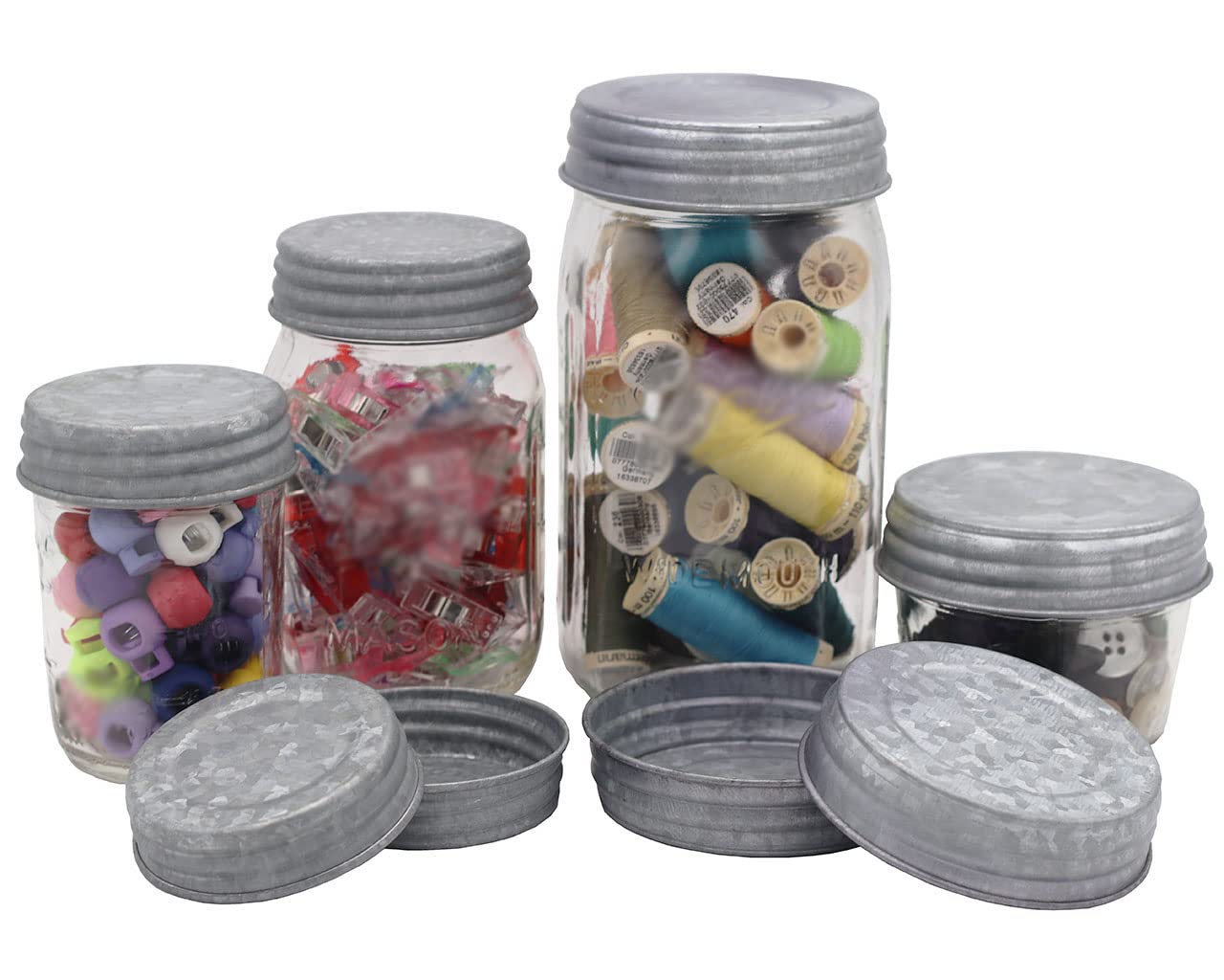 Vintage Style Galvanized Steel Canning Jar Lids - 4 Pack Regular Mouth Mason & Ball Jar Lids - Rust-Proof Food Storage Lids for Home Canning, Pickling, and Preserving