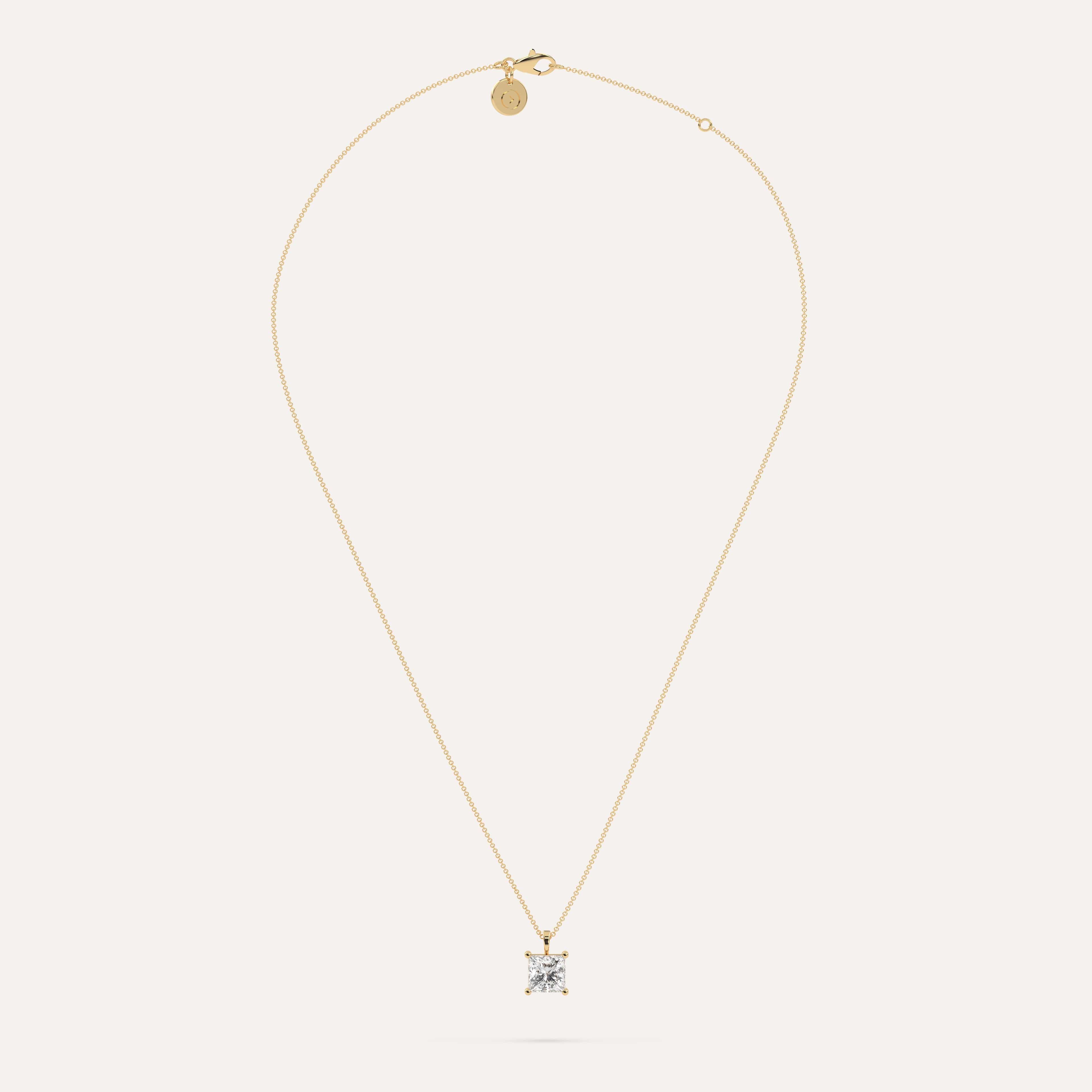2 Carat Princess Cut Diamond Pendant Necklace for Women - 14K White Gold Solitaire Pendant - Perfect for Anniversary, Engagement & Special Occasions