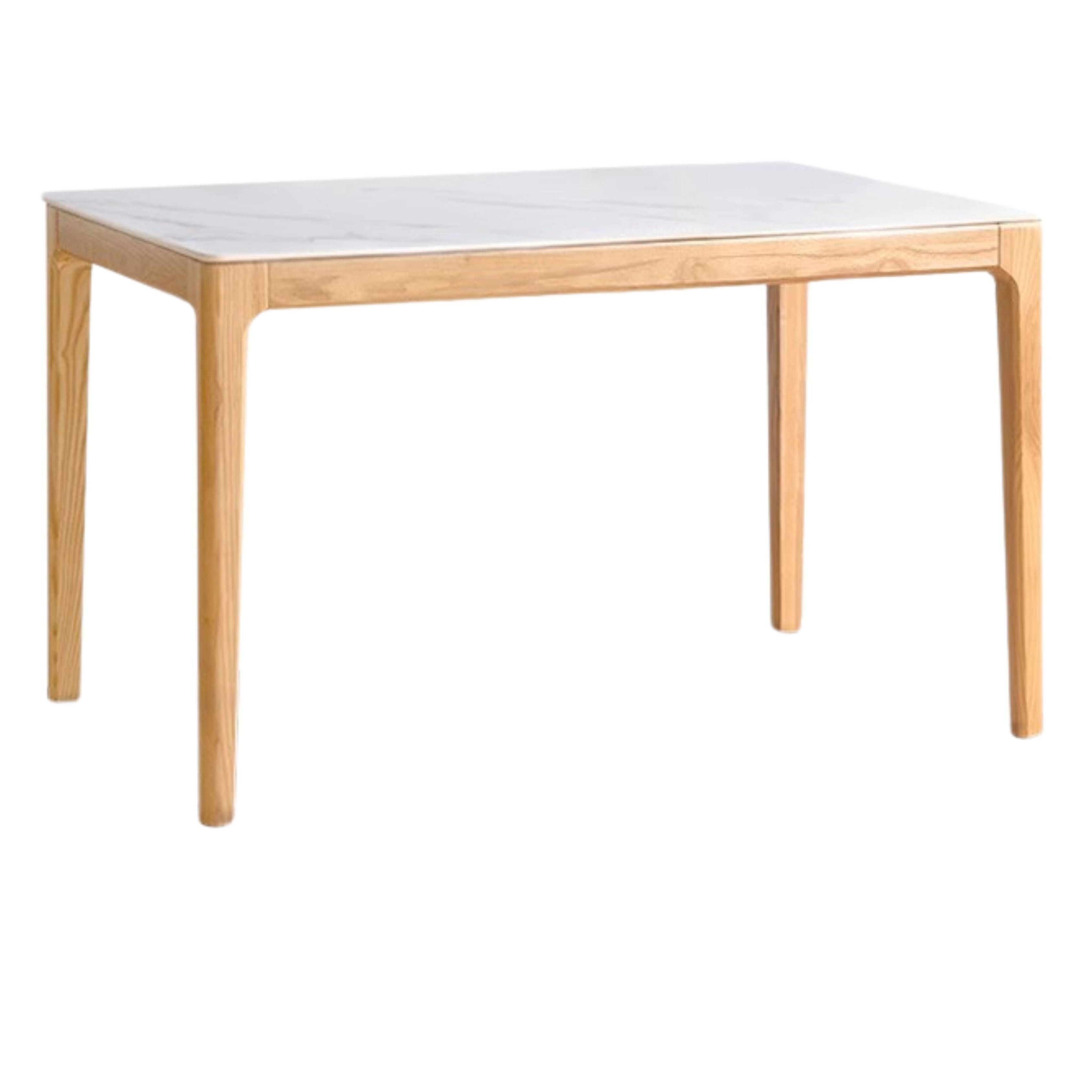 Solid Oak & Ash Wood Dining Table with Natural Rock Slab Surface - Rustic Farmhouse Style for Dining Room & Kitchen Decor