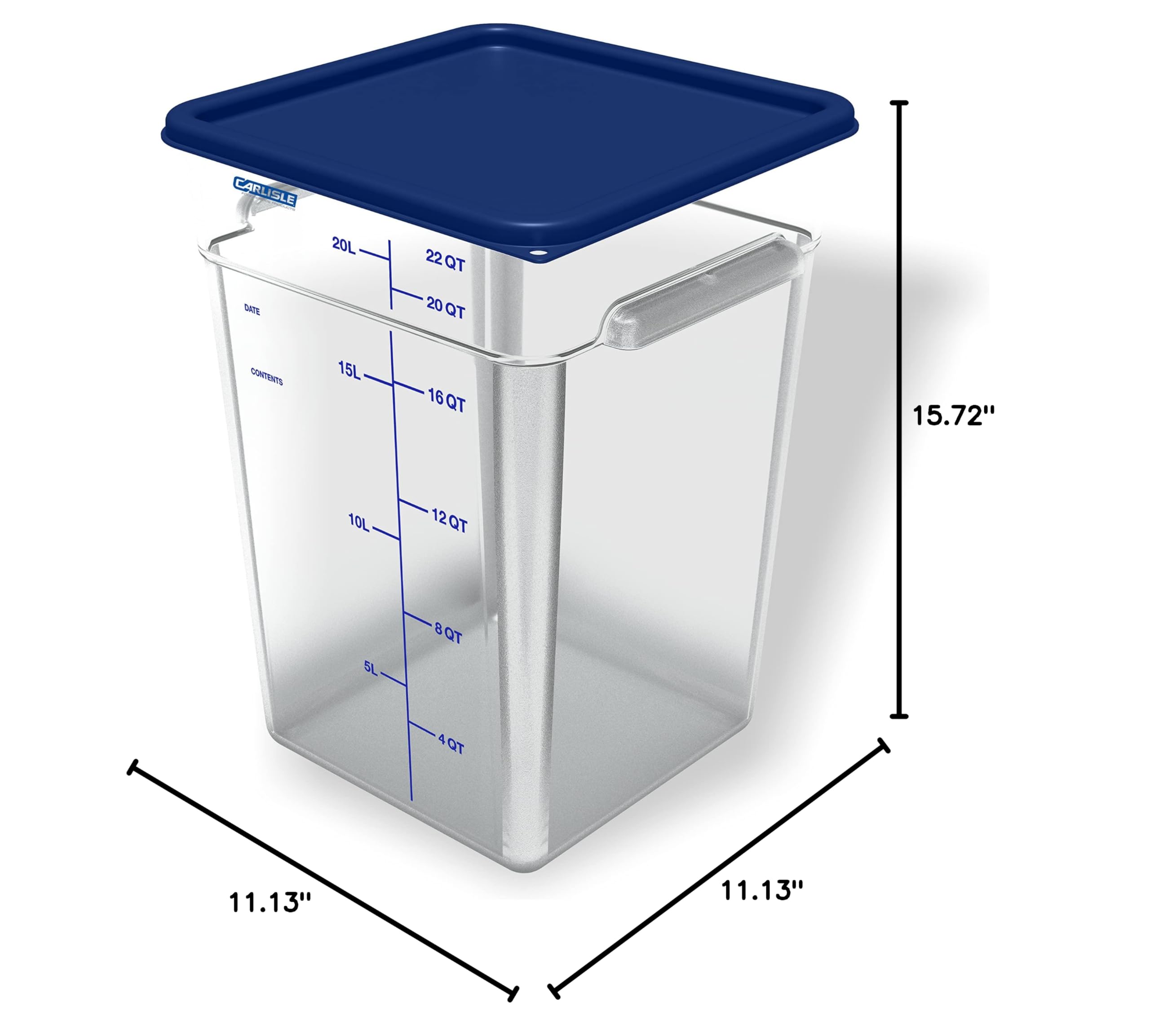 Stackable 22-Quart Clear Polycarbonate Square Food Storage Container by Carlisle - Perfect for Catering, Buffets, Restaurants & Commercial Kitchens - Durable & Space-Saving Food Prep Solution