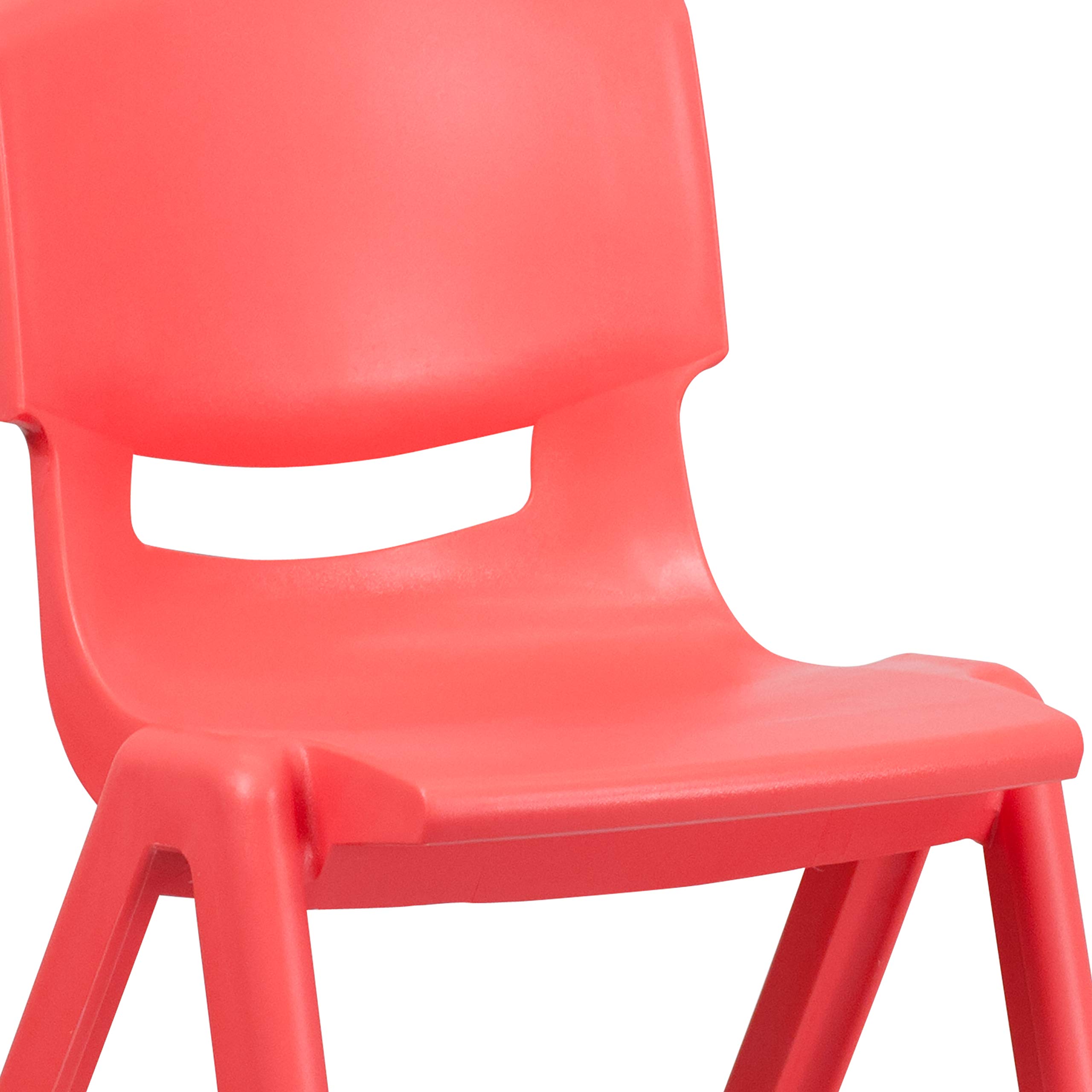 EMMA + OLIVER 4 Pack Red Plastic Stackable School Chairs - 15.5