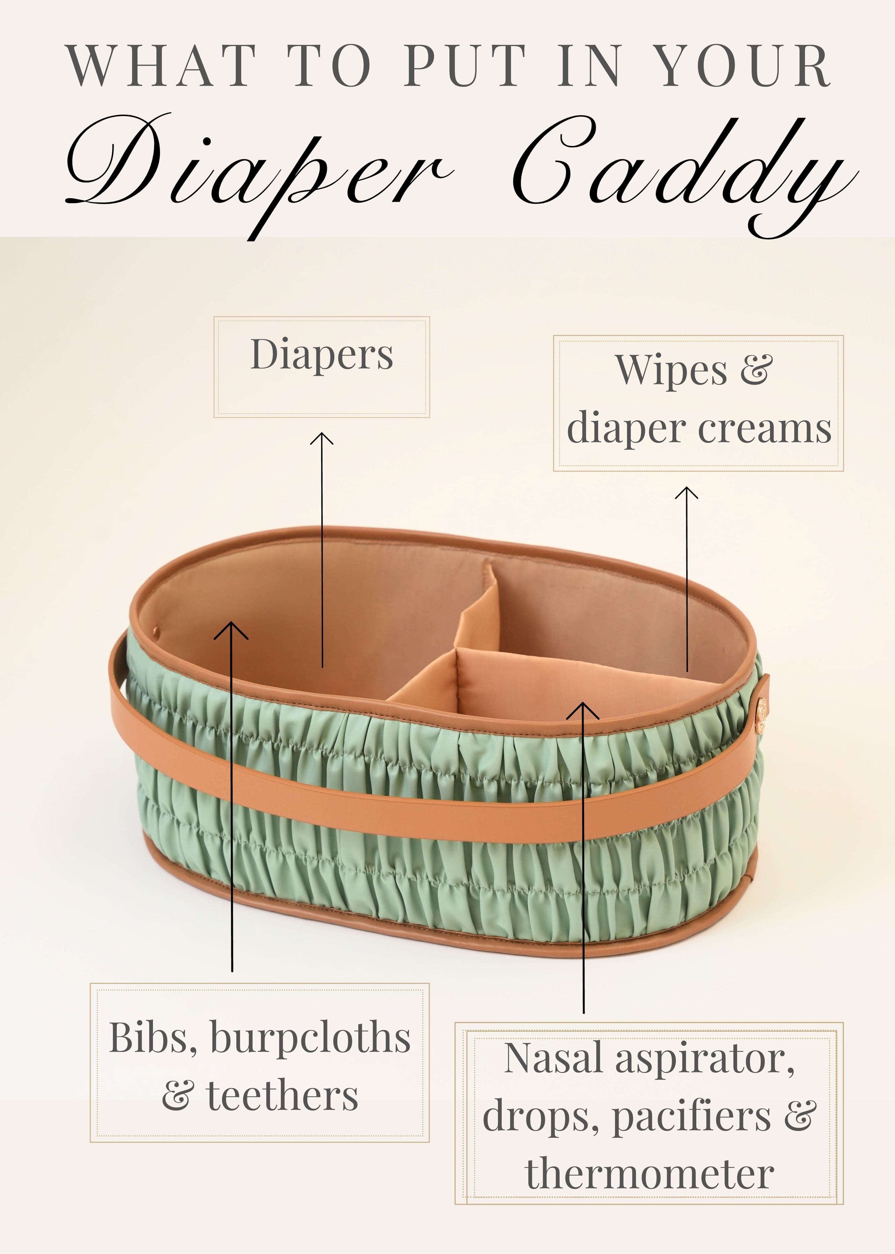 Dune Diaper Caddy Organizer - Mint Green Baby Essentials Storage for Nursery, Changing Table & On-the-Go | Perfect for Diapers, Wipes & Baby Care Items