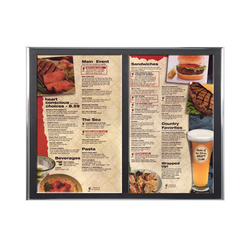 Classic Restaurant Menu Display Swing Frames - Quick Change Swing Open Metal Frame (45+ Sizes) - Perfect for Cafes, Diners & Fast Food Restaurants