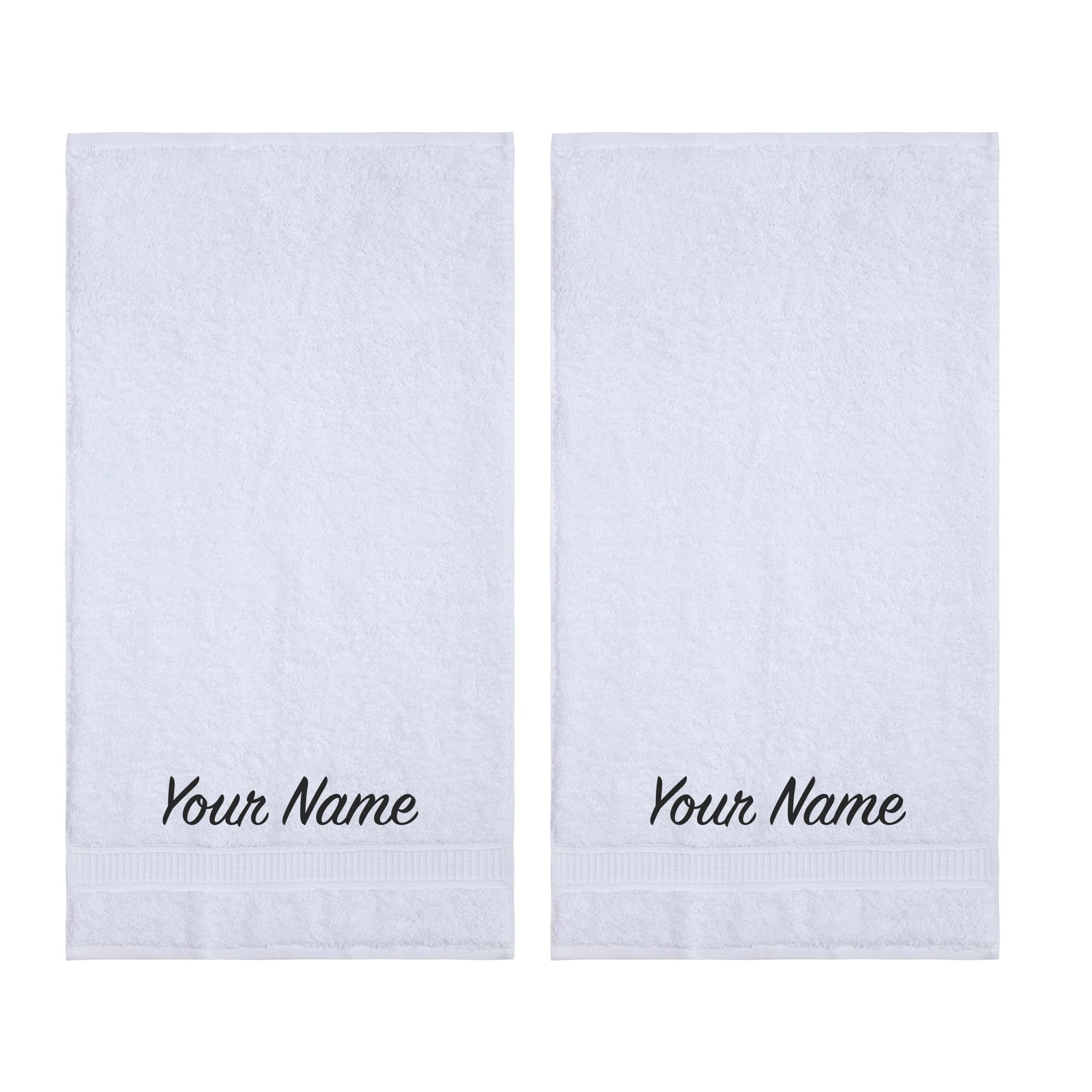 Luxury Personalized Towel Set - 100% Genuine Turkish Cotton, Super Soft & Highly Absorbent - 2-Piece Hand Towels for Bathroom, Hotel & Spa Use - Perfect for Gifts, Weddings & Home Decor (White)